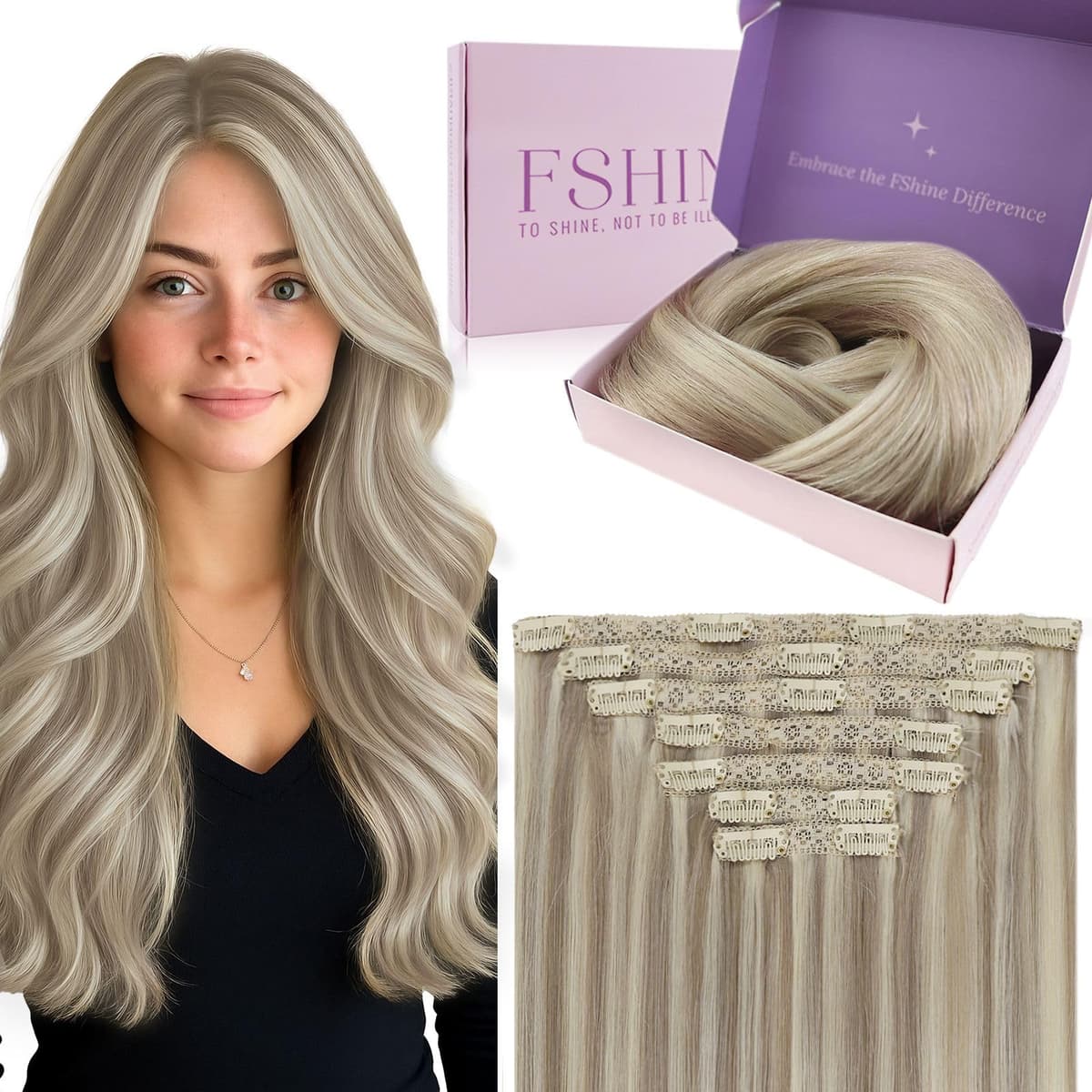 Fshine Clip in Hair Extensions Human Hair Copper Hair Extensions 18 Inch 120 g 7 pcs Color 330 Natural Straight Hair Extensions for Women Real Human Hair — view 38
