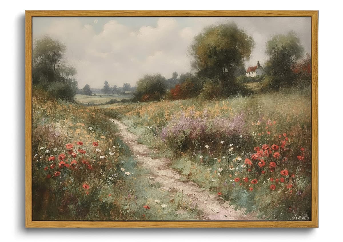 OIQArtOIQ Framed Canvas Wall Art,Vintage Decor,Landscape Nature Country Wildflower Paintings Farmhouse Pictures Modern Artwork Rustic Fall Flower Prints Cottagecore Office Living Room Bedroom Bathroom — view 20