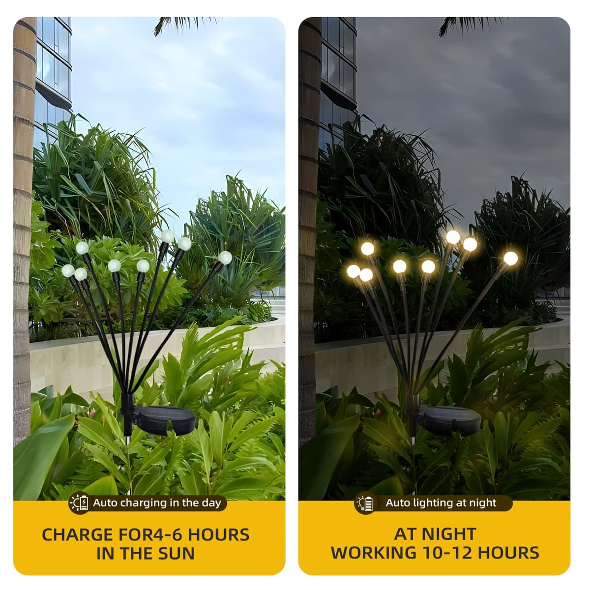 Jsdoin Solar Light Outdoor Waterproof Firefly, Swinging Garden Decoration Outdoor Courtyard Firefly Garden Light Road Fence 4PCS — view 4