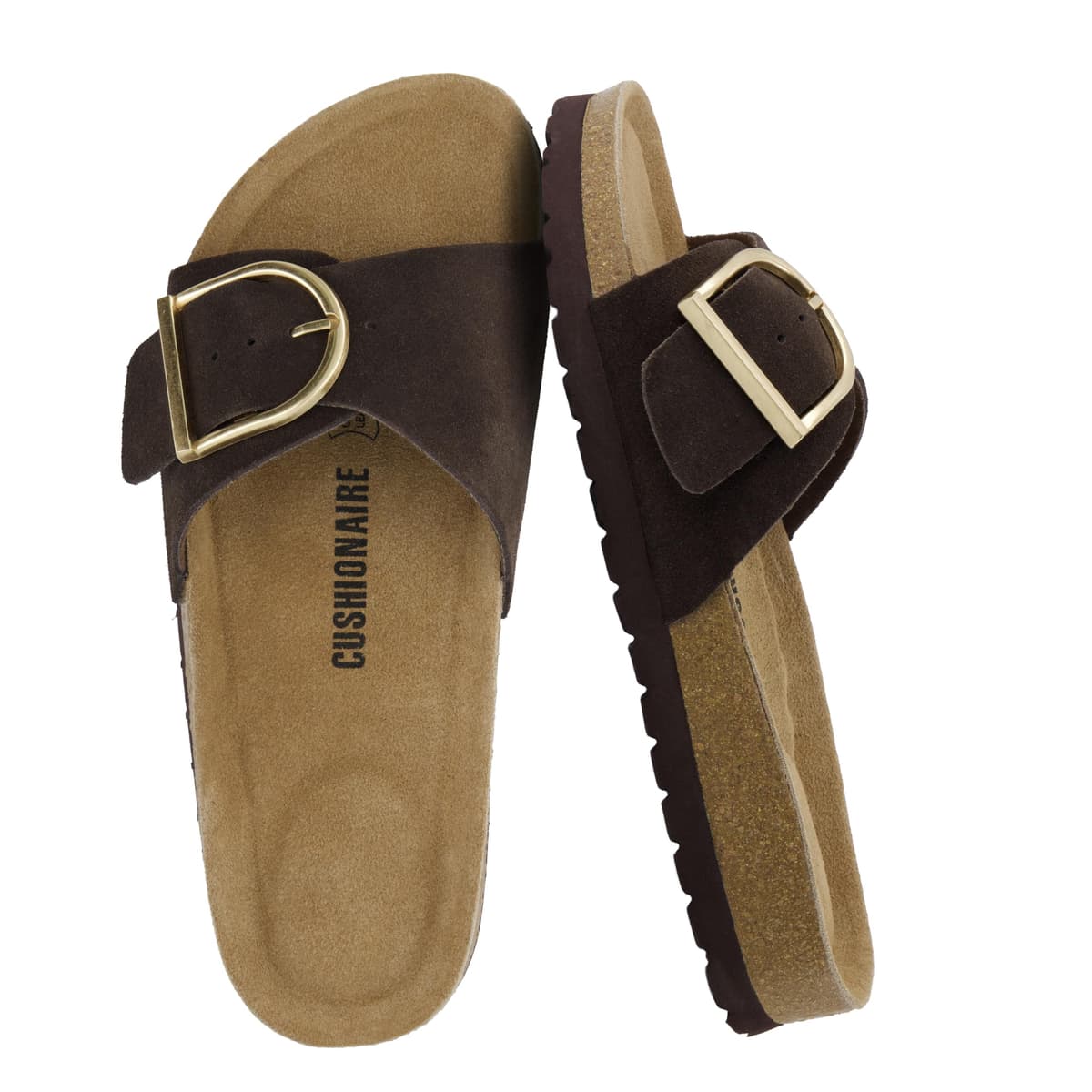 CUSHIONAIRE Leeds 100% Genuine Leather Suede Womens Sandals, Comfortable Slides for Women with Adjustable Statement Buckle — view 11