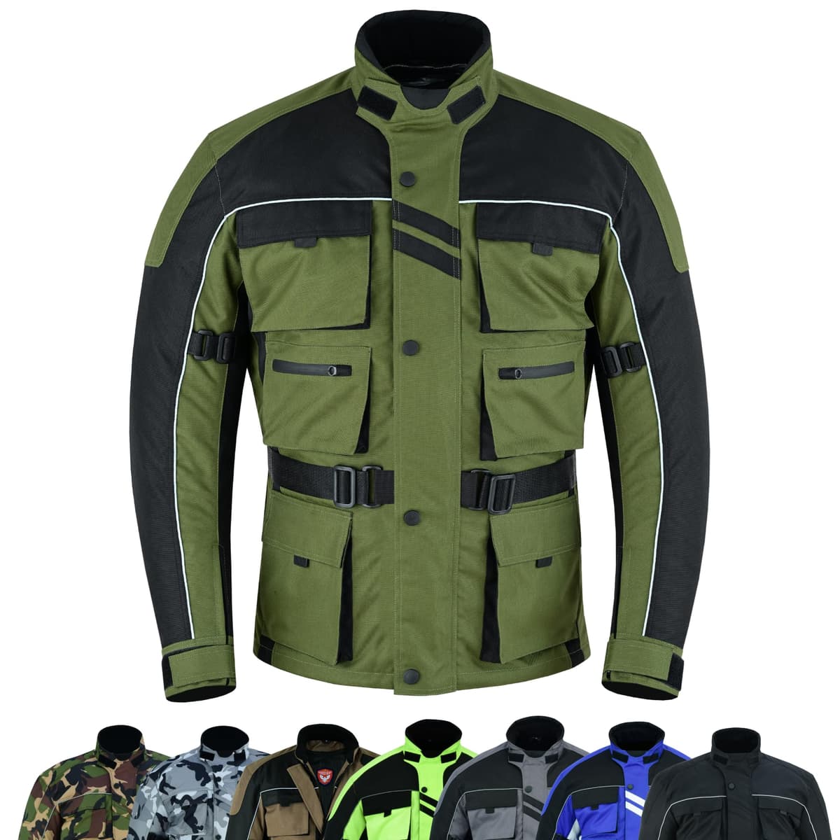 6 Pockets Mens Motorcycle Jacket, Textile Racing Motorbike Jacket, Hi-Vis Biker CE Protective Armored Jackets Mens Waterproof & Mesh Lining Breathable — view 11