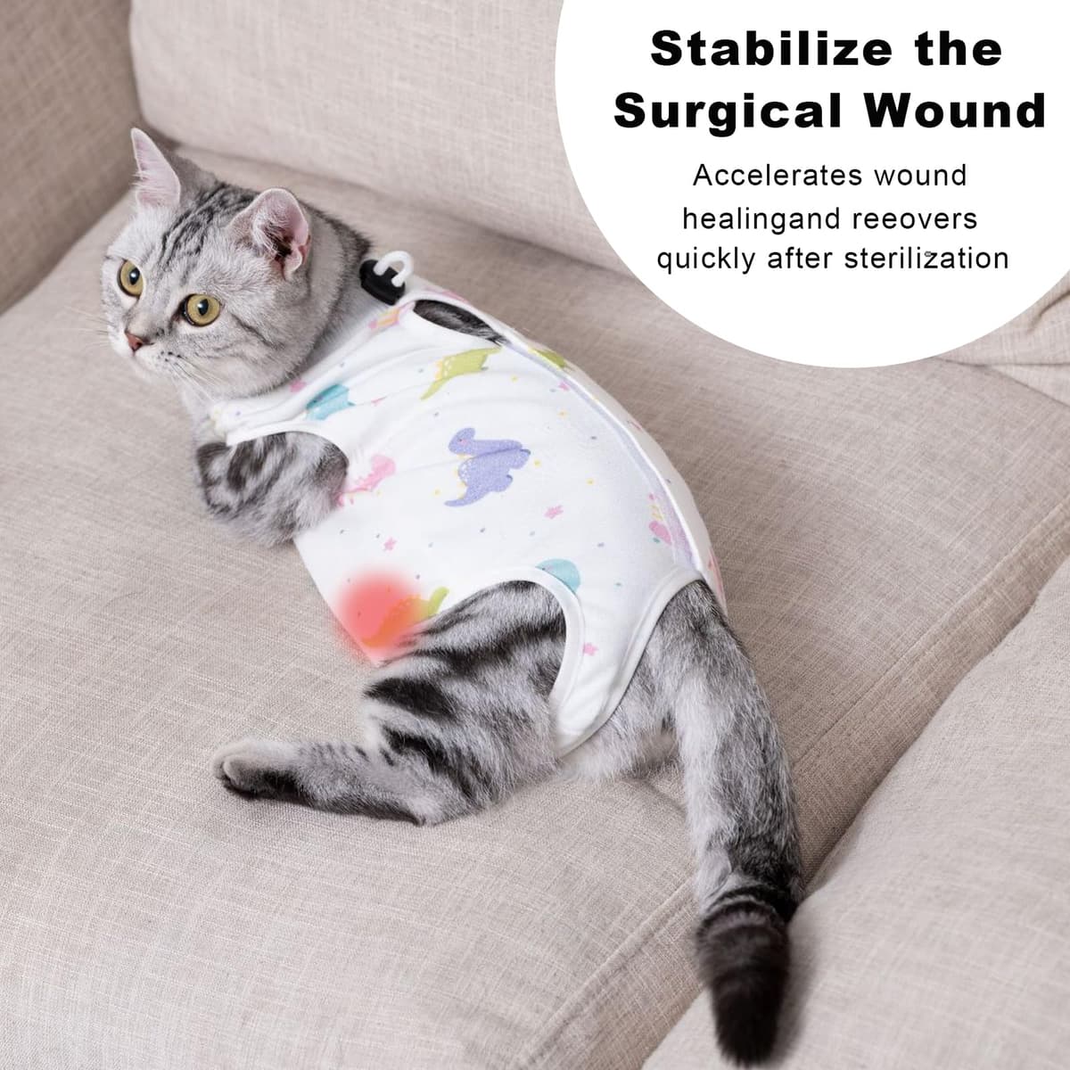 Cat Professional Recovery Suit，Body Suits for Abdominal Wounds or Skin Diseases，E-Collar Alternative for Cats, Onesie Cat Clothes After Surgery Collar & Cone Alternative — view 3