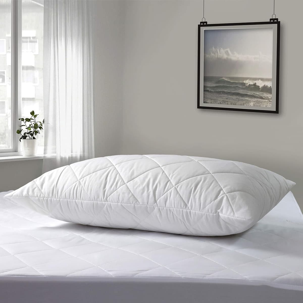 Adam Home Pillow 1 Pack Hotel Quality with Quilted Cover- Premium Filled Pillows for Stomach, Back and Side Sleeper Pillow, D — view 2