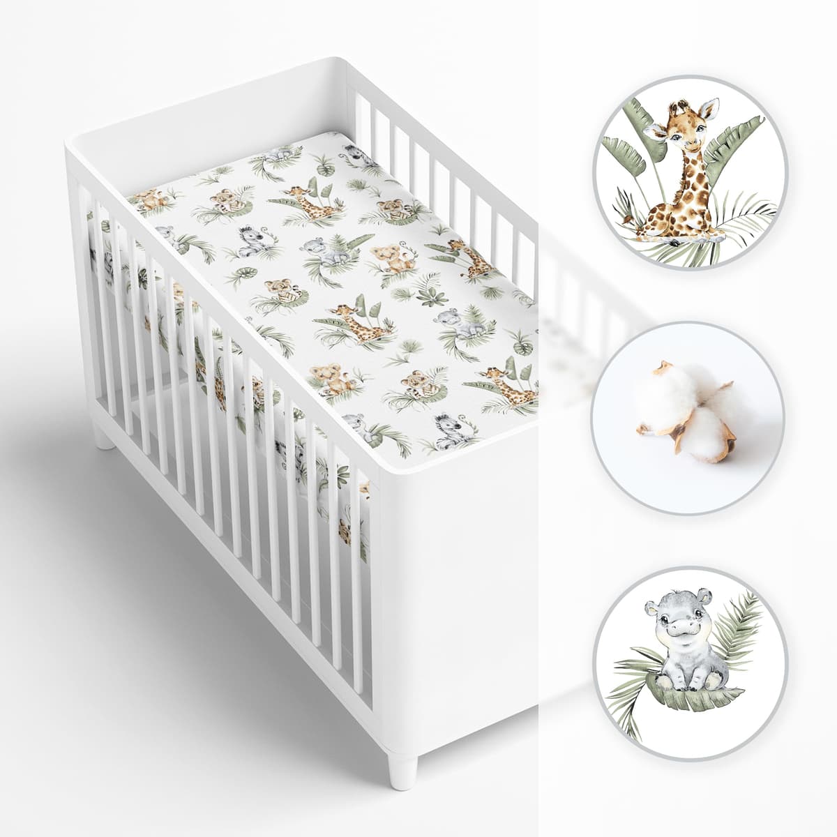 Baby Comfort Nursery 100% Cotton Fitted Sheet to fit 83x50 cm Co-Sleeper Crib (Safari) — view 3