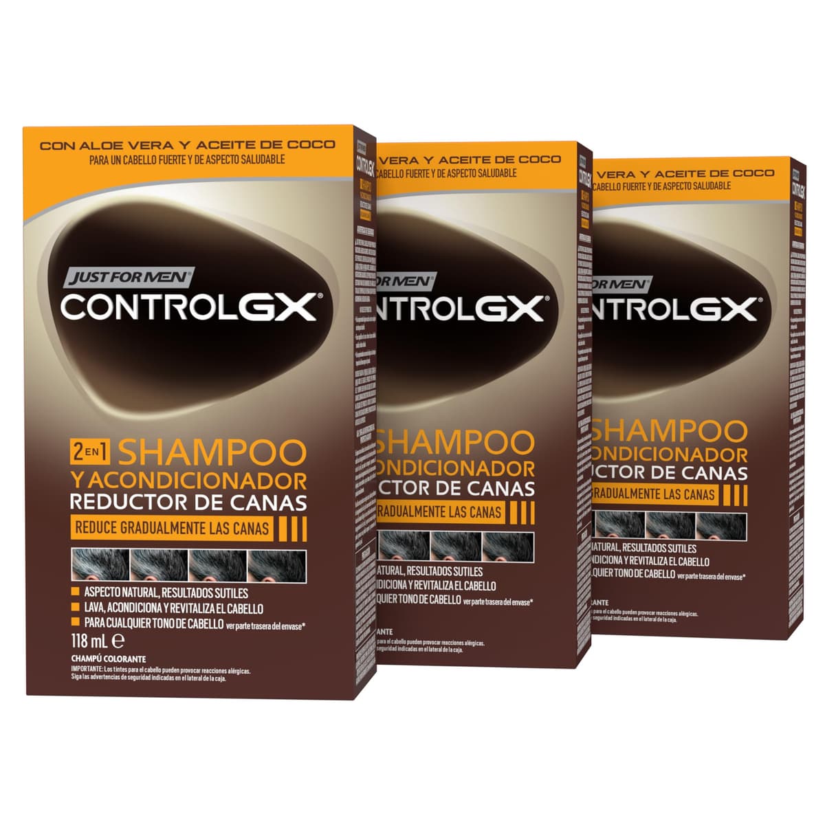 Just For Men Control GX Champú Y Acondicionador para Canas Hombre, Reduce Las Canas Gradualmente en Cada Lavado, Para Todos Los Tonos, 118ml — view 2