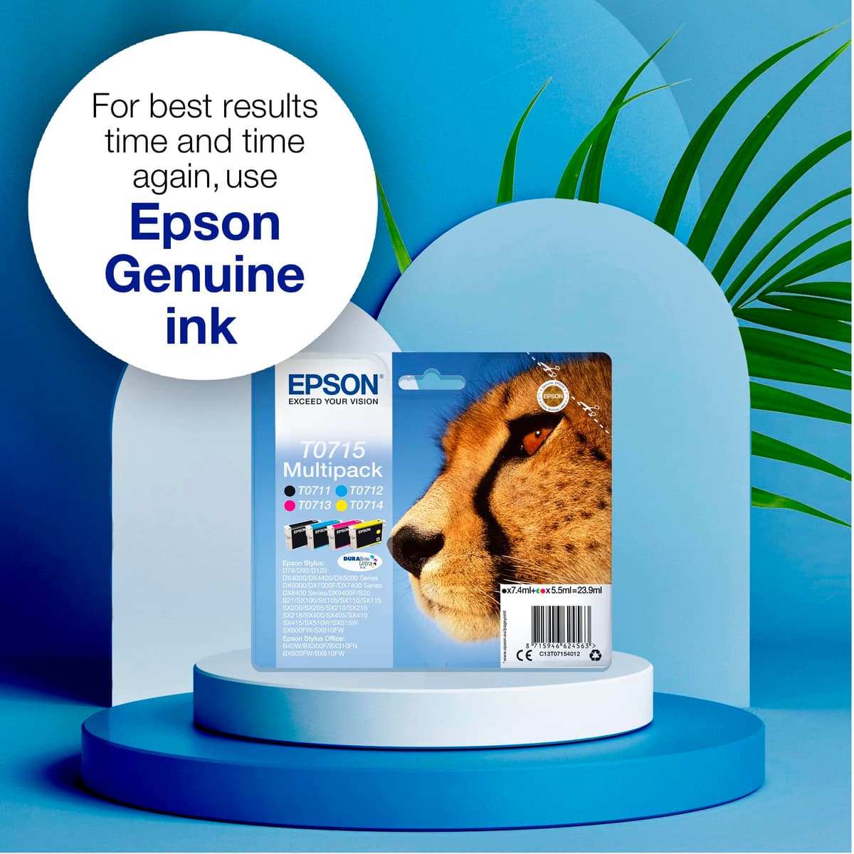 Epson T0715 Black Cyan Magenta Yellow Inkjet Cartridge Value (Pack of 4) C13T07154012 — view 3