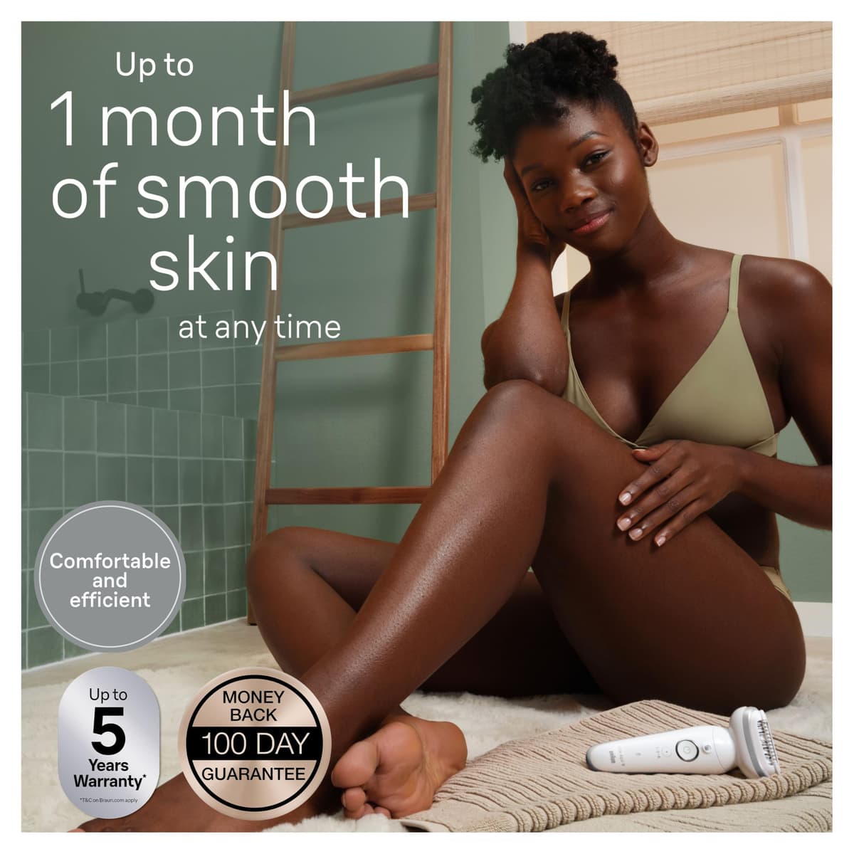 Braun Silk-épil 9 Epilator with Pivoting Head, Braun Epilator for Women, Easy Hair Removal Device, Women's Electric Shavers, Wet & Dry,Lasting Smooth Skin, with Lady Shaver Head & Trimmer Comb — view 2