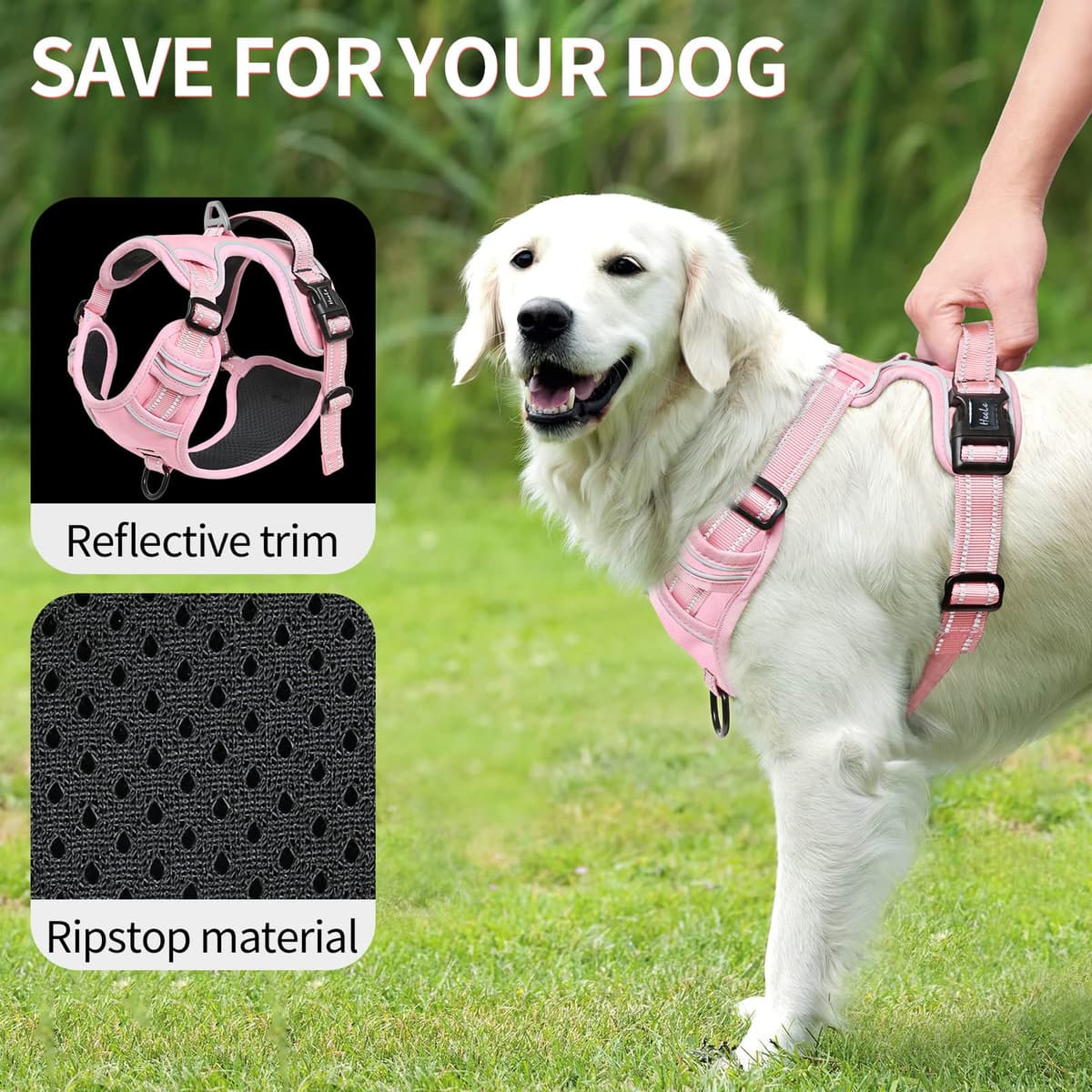 HEELE Dog Harness Medium No Pull Dog Vest Harness with Soft Handle Reflective Pet Harness for Outdoor Training Walking, Black, M — view 288