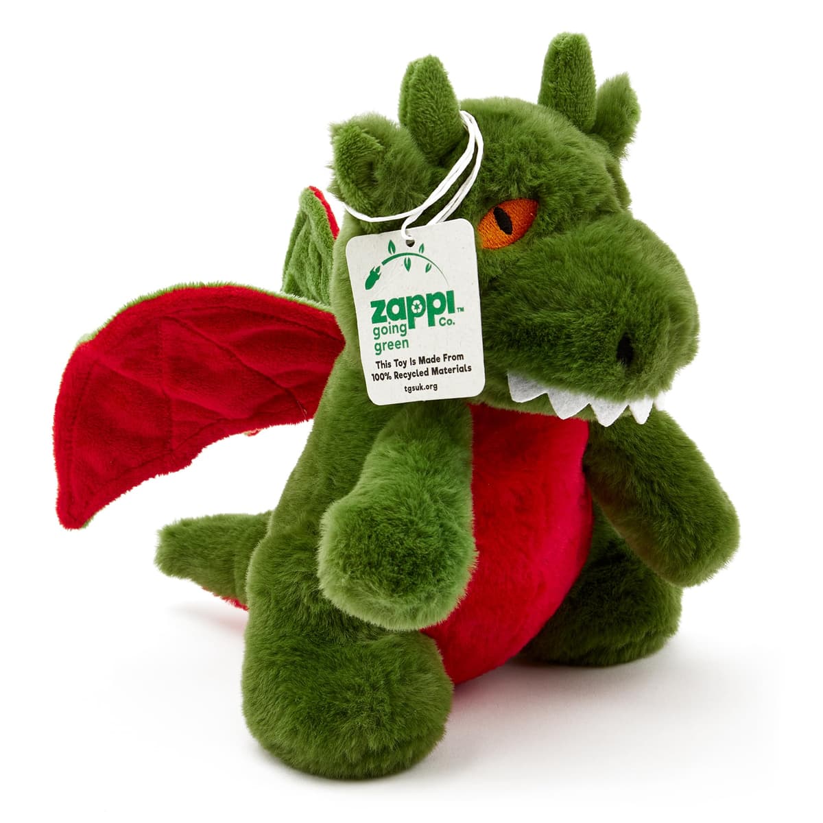 Zappi Co Ultra Soft Green Dragon Plush Toy (21cm Height) - 100% Recycled, Eco-Friendly, Newborn Gift, Realistic Lifelike — view 4