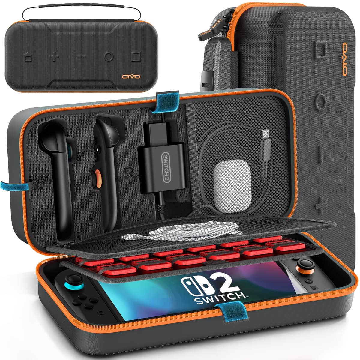 Funda para Nintendo Switch 2025, Bolsa de Transporte para Switch 2 para Joy-Con 2 y Consola, Funda de Viaje para Switch 2 para 24 Tarjetas de Juego y Accesorios, Organizador Cable y Adaptador-Negro — view 14
