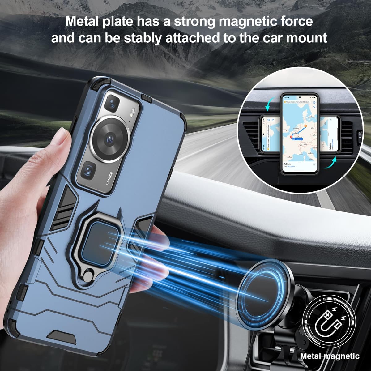 Funda para CMF Phone 2 Pro, Carcasa Antigolpes con Soporte anular metálico, Case Protectora de Grado Militar, Negro — view 24