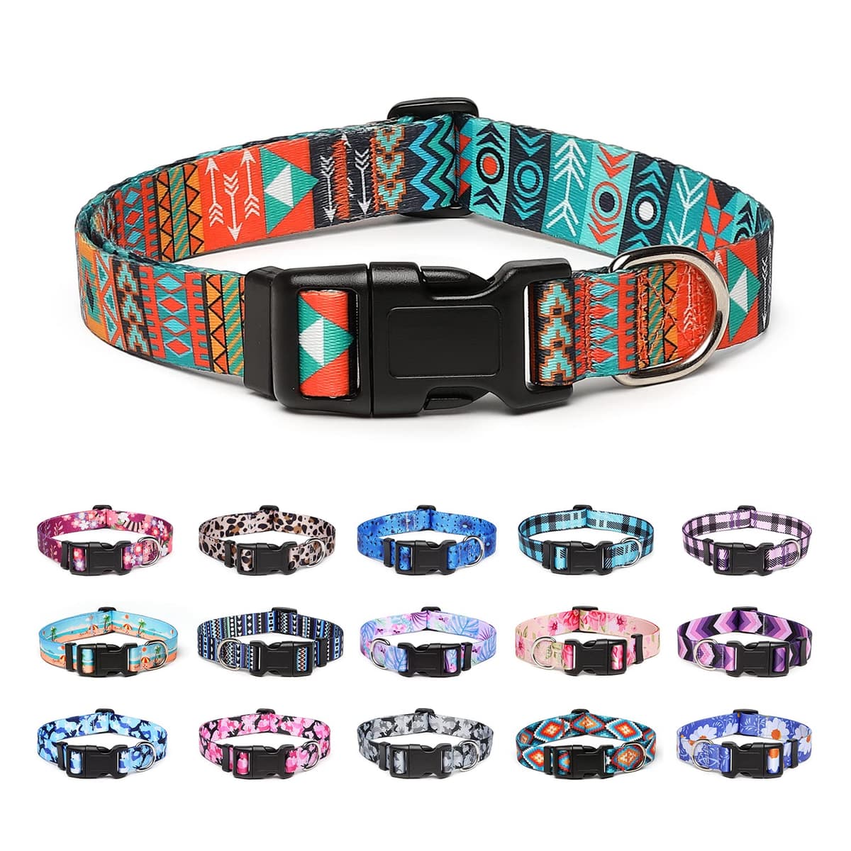 Adjustable Nylon Dog Collar with Patterns, Soft Comfy Pet Collar for Small Medium Large Dogs (S, Purple Plaid) — view 41