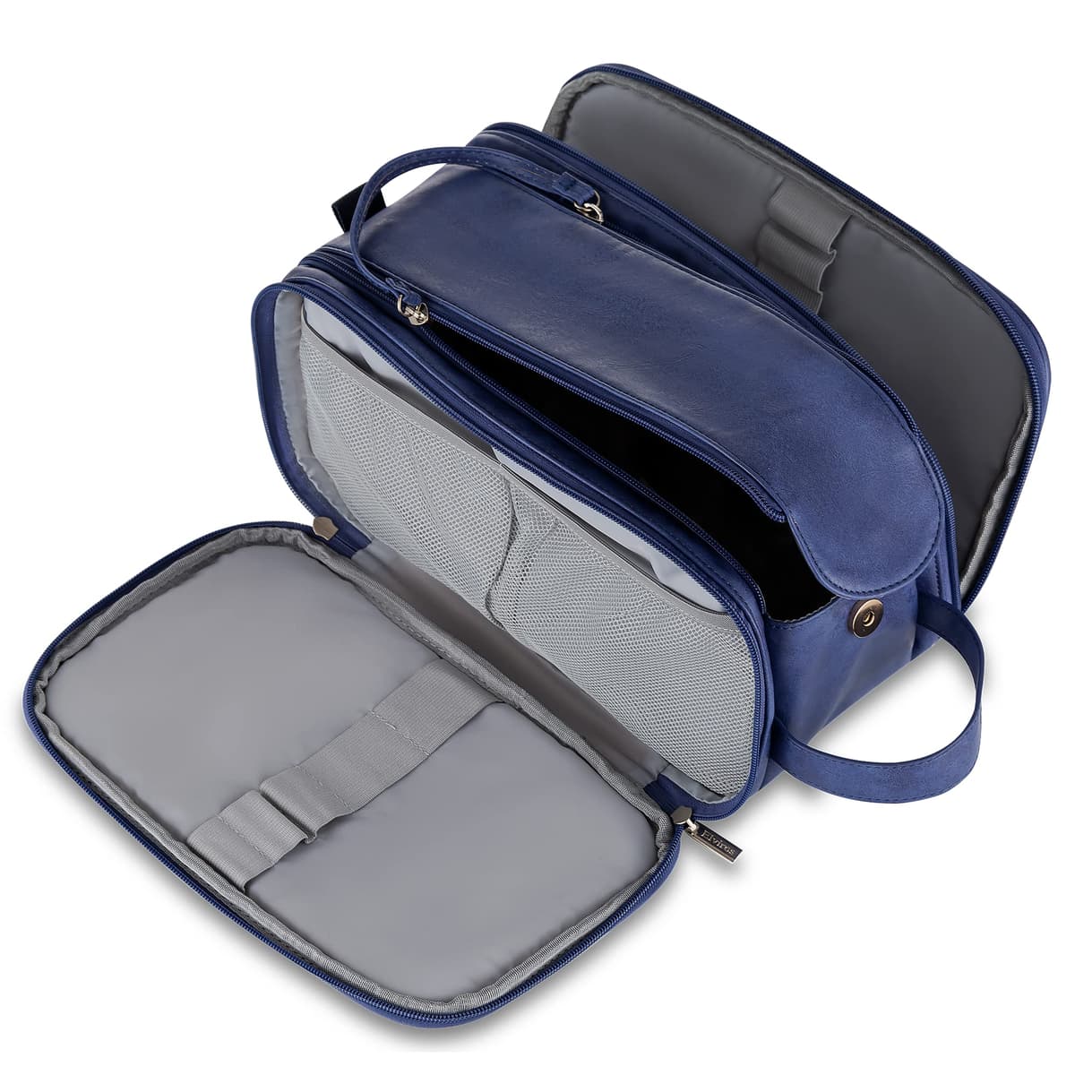 Elviros Water-Resistant PU Leather Toiletry Bag for Men Large Travel Wash Bag Shaving Dopp Kit Bathroom Gym Toiletries Makeup Organizer with Wet Dry Bag,Gift for Men — view 12
