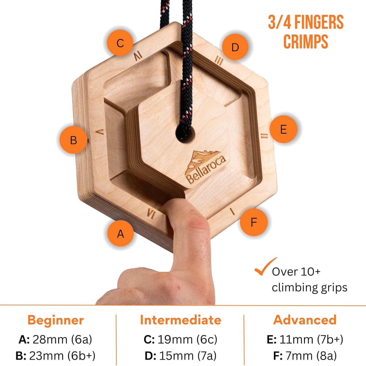 Bellaroca® | Hangboard Escalada Portatiles, Tabla de Madera para Fortalecer el Agarre en Boulder y Escalada en Roca — view 5