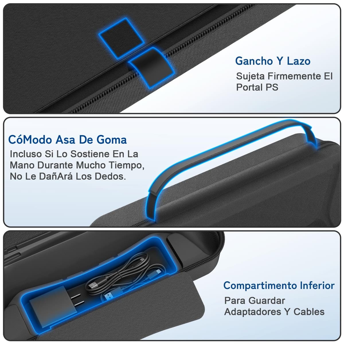 daydayup Funda de Transporte Compatible con PlayStation Portal Remote Player, Funda para PlayStation Portal con Bolsillo con Cremallera, Bolsa de Mano de Juegos para PS Portal (Negro) — view 5