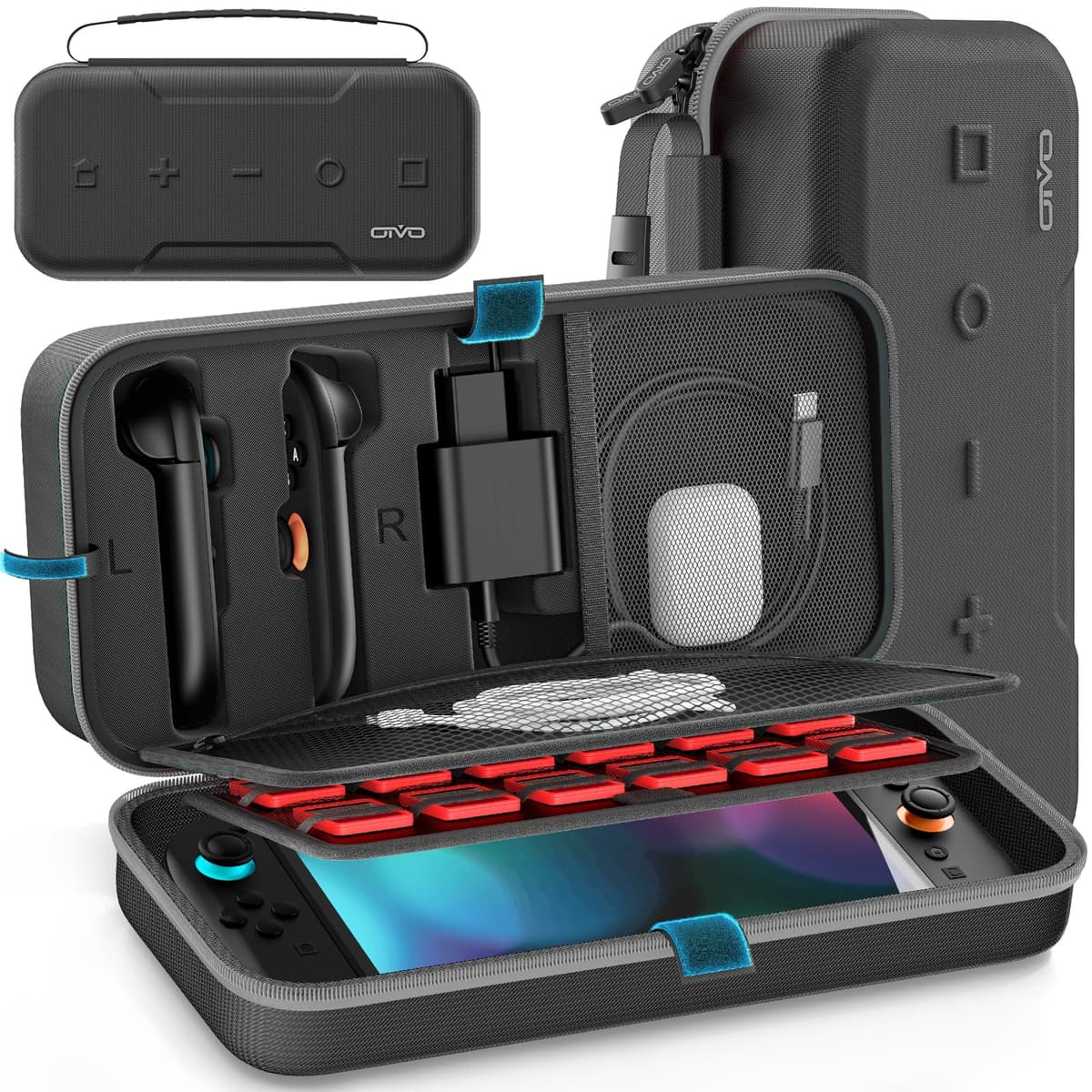 Funda para Nintendo Switch 2025, Bolsa de Transporte para Switch 2 para Joy-Con 2 y Consola, Funda de Viaje para Switch 2 para 24 Tarjetas de Juego y Accesorios, Organizador Cable y Adaptador-Negro — view 15