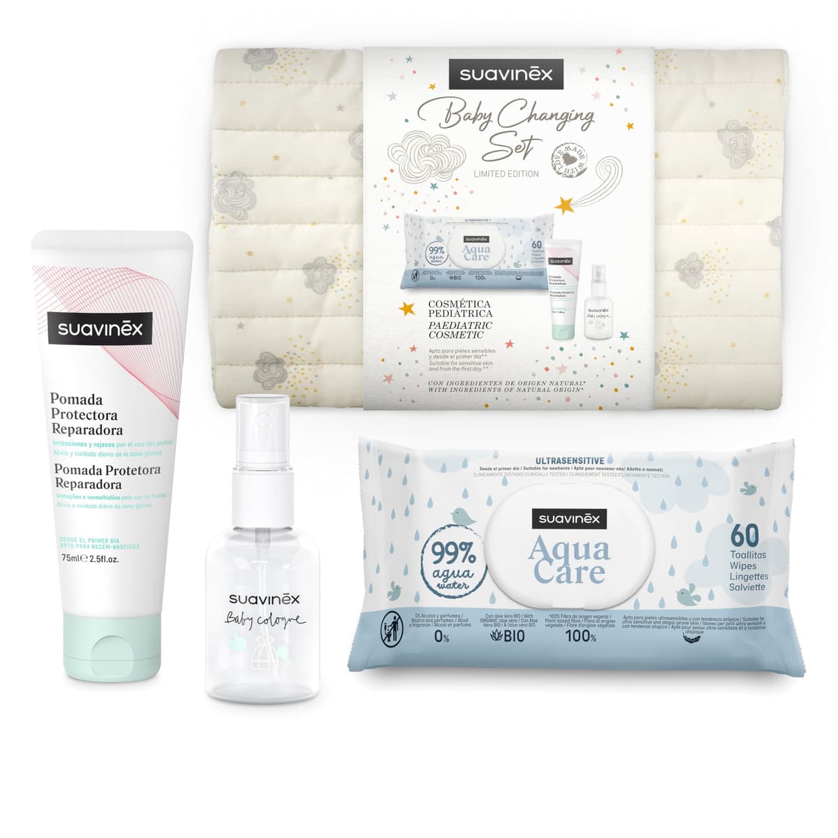 Suavinex, Neceser para Bebés de Tela, Set Regalo Bebé Recién Nacido con Cosmética: Gel Champú 100 ml + Loción Hidratante 100 ml + Crema Pañal 75 ml + Baby Cologne 50 ml. Formato Viaje. Azul Dreams — view 14