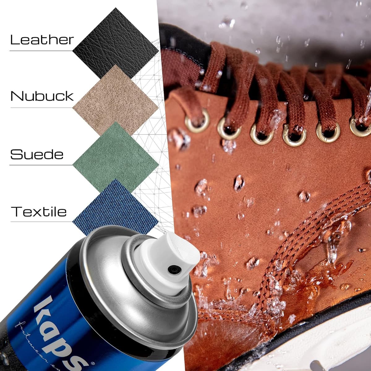 Kaps Nano Protector Waterproofing Spray for Suede, Leather, Nubuck, Textiles and TEX Materials, Moisture and Dirt Repellent - New Fast Drying Formula 400 ml 13.52 fl. Oz / 200 ml 6.76 fl. Oz 200 ml - 6.76 fl. Oz. — view 3