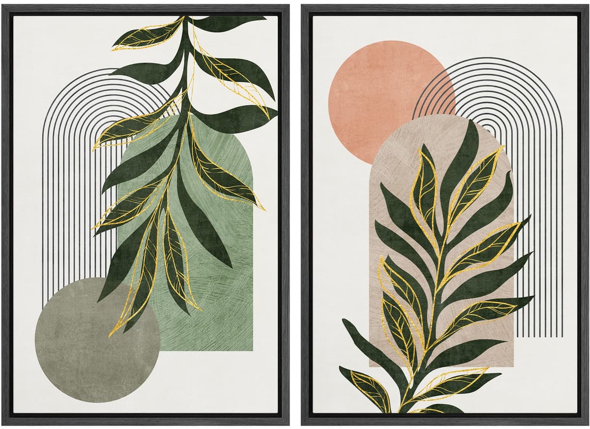 SIGNFORD Framed Canvas Print Wall Art Set Soft Hydrangea Pair Light Blue Florals with Green Leaves Illustration Modern Art Decorative Nordic Nature for Living Room, Bedroom, Office - 24"x36"x2 White — view 102