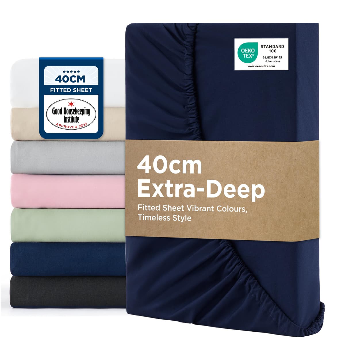 Bedsure Small Double Fitted Sheet - Bed Sheets Extra Deep Pocket 16 Inches (40 cm), Soft Brushed Polyester Microfiber Material for 3/4 Bed, Beige, 122x190cm — view 16