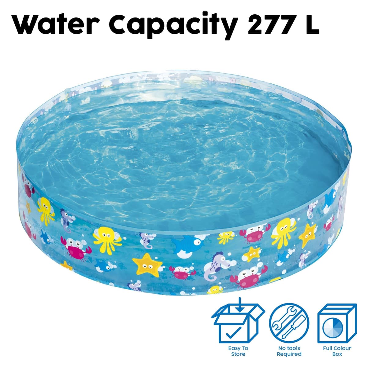 Bestway Sea Creature Paddling Pool Kiddie Swimming Pool, Inflatable Above Ground Pool, Outdoor Garden Pool, Blue, 48 x 10 Inch — view 5