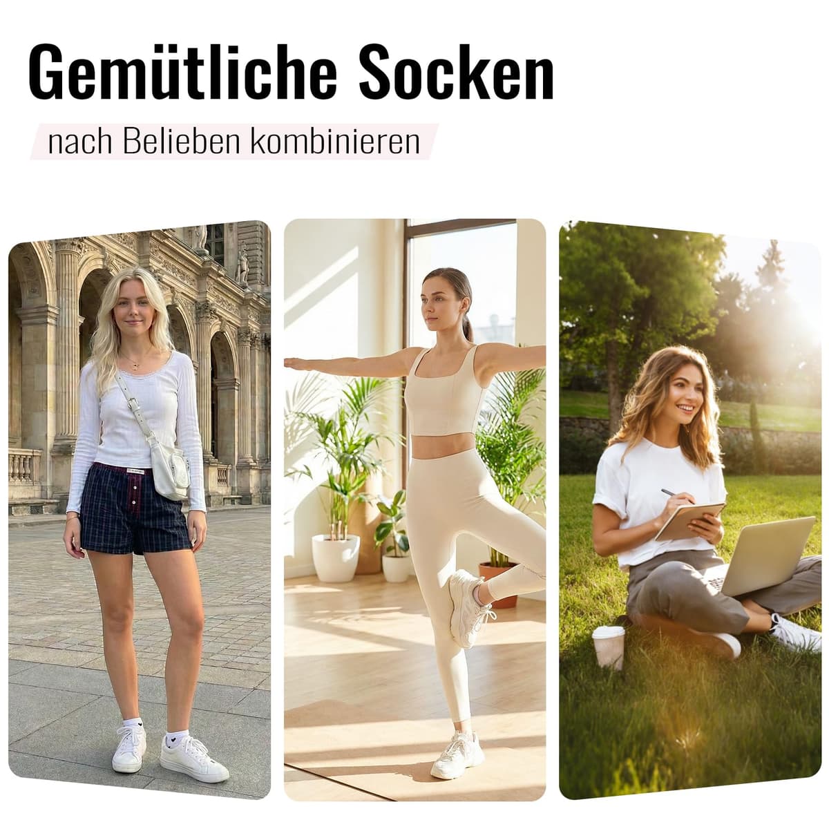 SukModen 10/20 Pares de Calcetines para Mujer Deportivos, Cortos y Transpirables de Algodón, Diseños Multicolores con Rayas, Corazones y Lunares — view 2