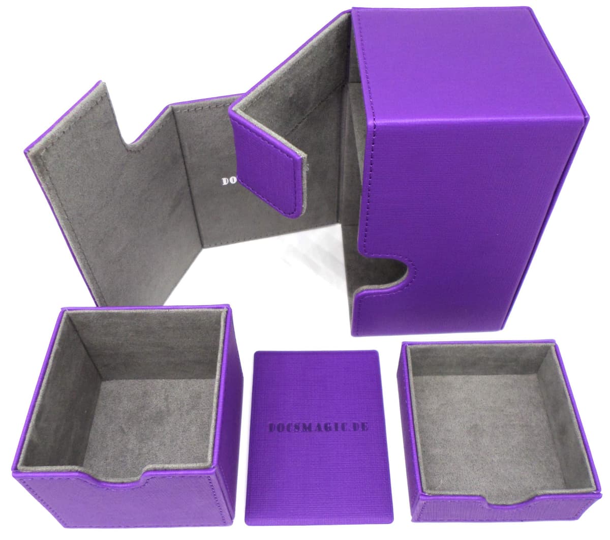 docsmagic.de Premium Magnetic Tray Box (100) Purple + Deck Divider - MTG - PKM - YGO - Caja Púrpura — view 4