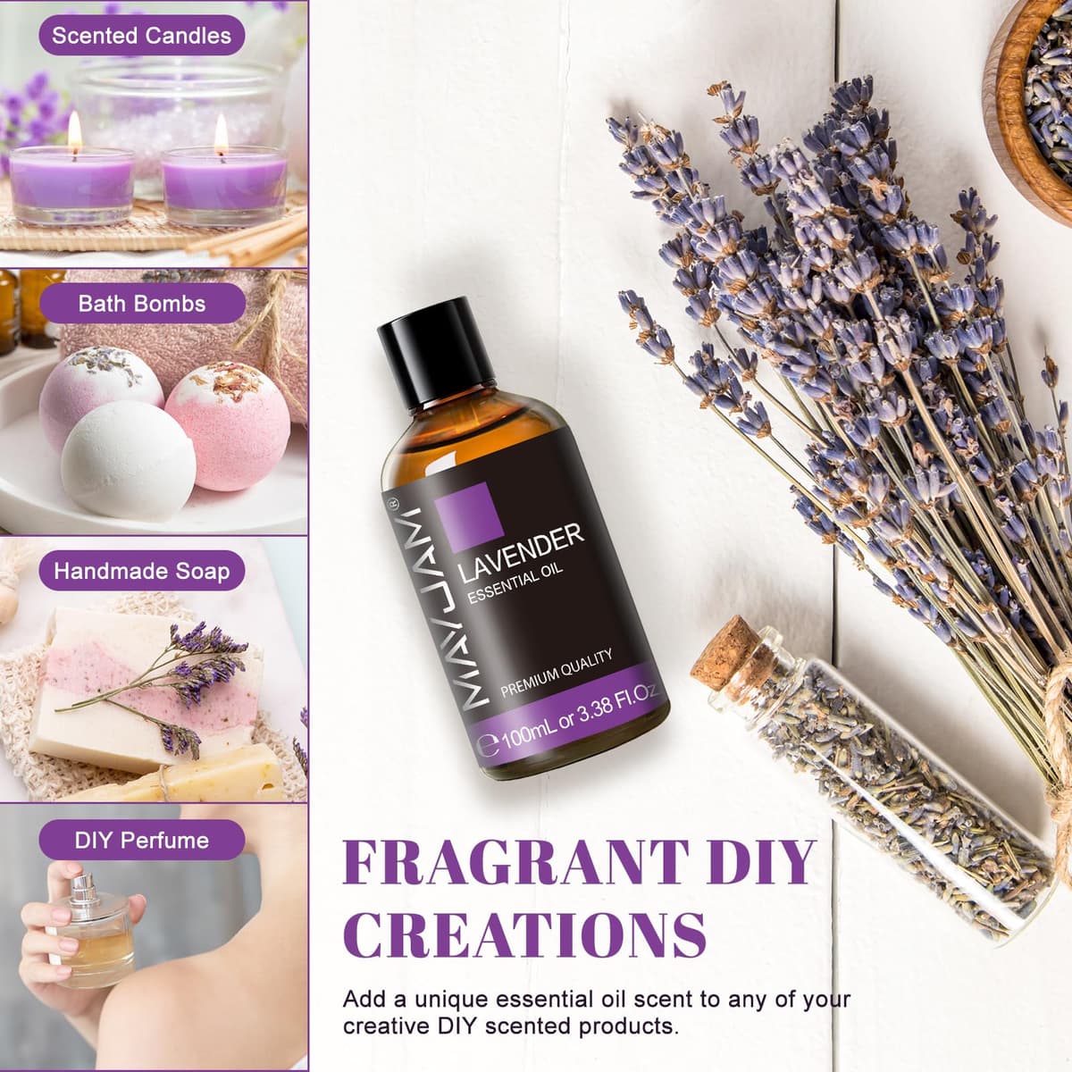 MAYJAM Lavender Essential Oils 100ML, Lavender Oil for Diffuser, Humidifier, DIY, Home, Office — view 6