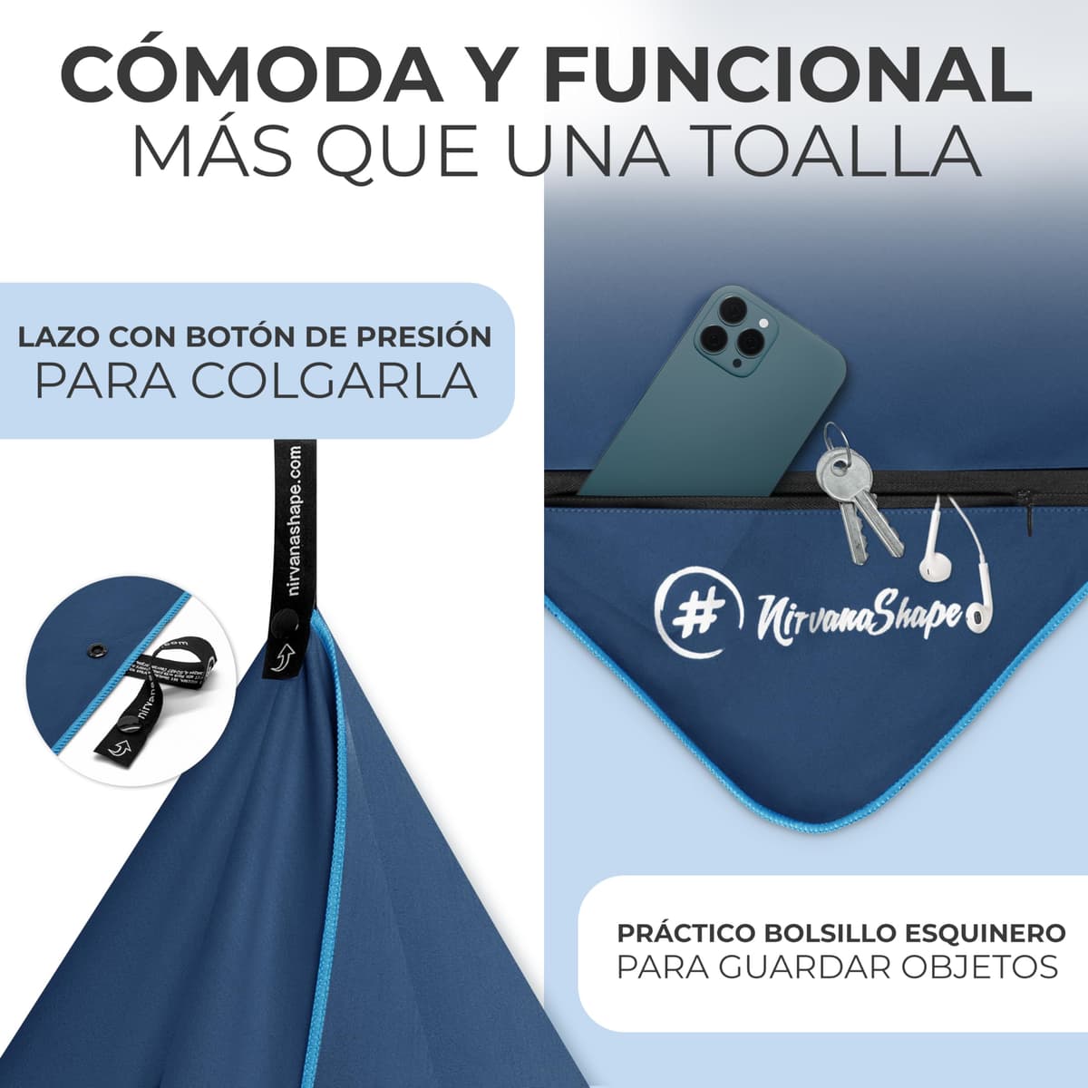 NirvanaShape Toallas de Microfibra | Absorbentes, Ligeras, de Secado rápido | Toallas de baño, Toalla de Viaje, Toallas Deportivas | Ideales para Viajar, IR al Gimnasio, la Playa, Practicar Yoga — view 4