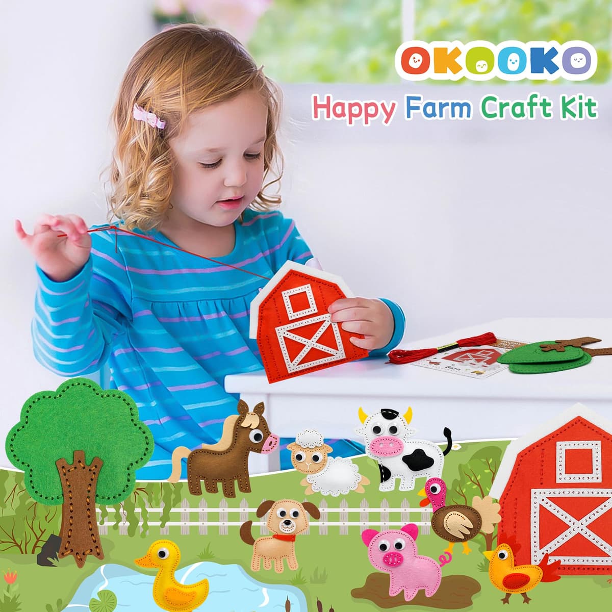 OKOOKO Animal Sewing Craft Kit, DIY Crafting and Sewing Set for Kids, Plush Craft, Art Craft Kits, Fun and Educational Craft Set, Sew Your Own Felt Animals Craft Kit — view 5