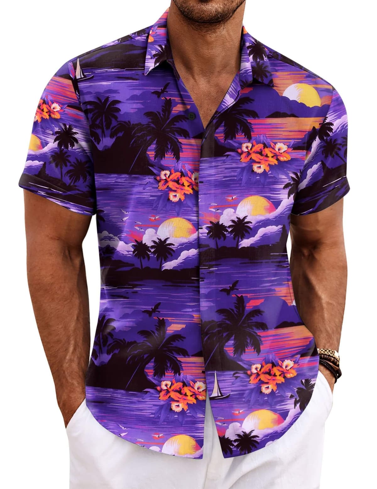 COOFANDY Men's Linen Shirts Short Sleeve Casual Shirts Button Down Shirt for Men Beach Summer Wedding Shirt — view 19