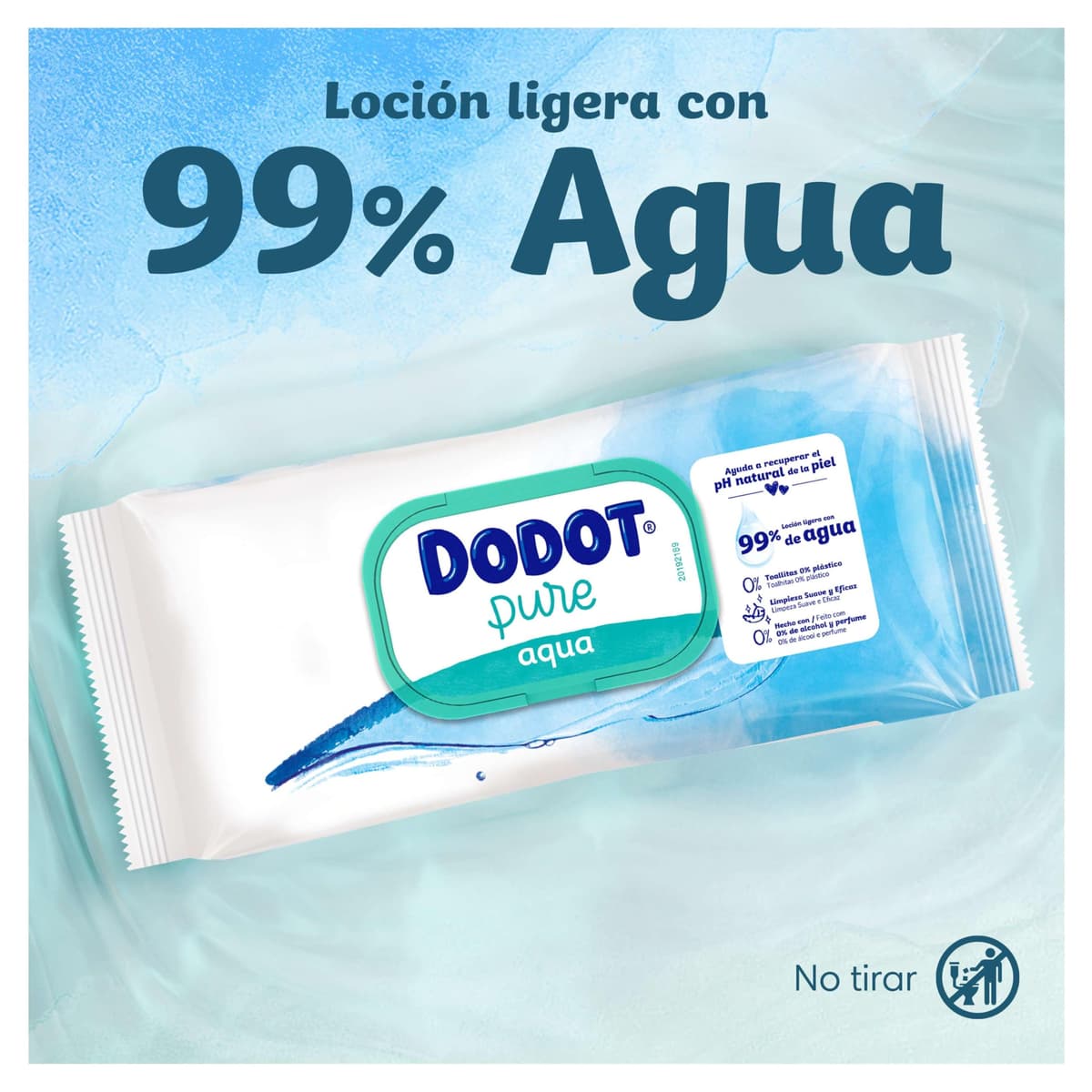Dodot Toallitas Pure Aqua Para Bebé,1152 Toallitas (24 Packs de 48 Unidades),Ayuda A Restaurar El PH Natural De La Piel, 99% Agua, Sin plástico — view 3