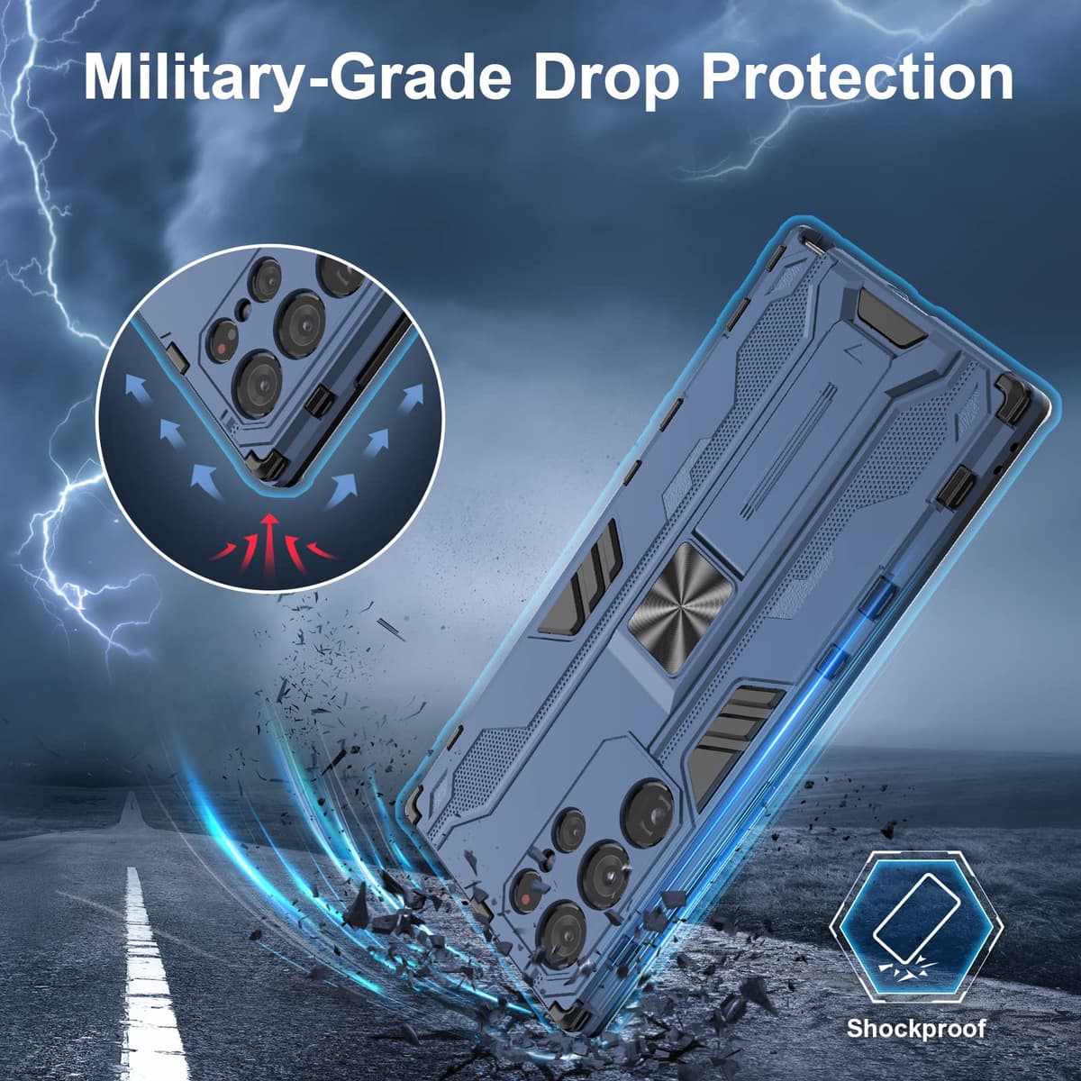 Funda para CMF Phone 2 Pro, Carcasa Antigolpes con Soporte anular metálico, Case Protectora de Grado Militar, Negro — view 845