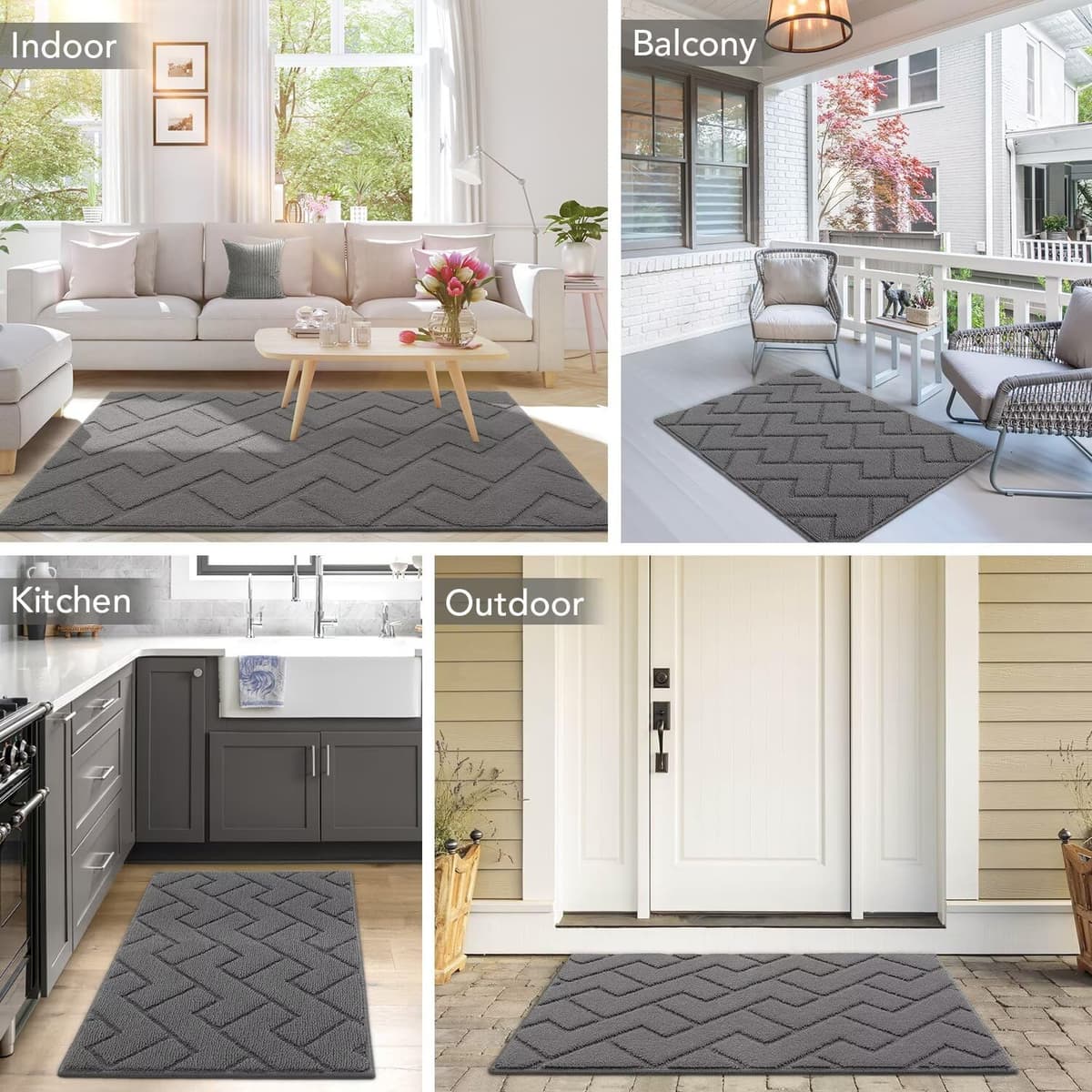 Biscpro Door Mats Indoor,Dirt Trapper Mat Absorbent Non-Slip Low Profile Doormat for Entrance,Inside, Kitchen,Front Door Mat Washable for Pets and Dogs— 50x80cm,Grey — view 7