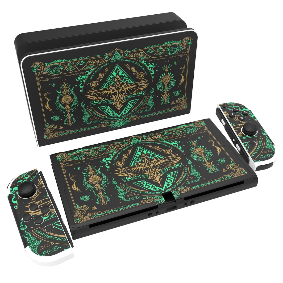 playvital Full Set Protective Stickers for Nintendo Switch OLED Model, Customized Vinyl Decal Skins for Switch OLED Console & Joycon & Dock & Grip - Nebula Galaxy — view 12
