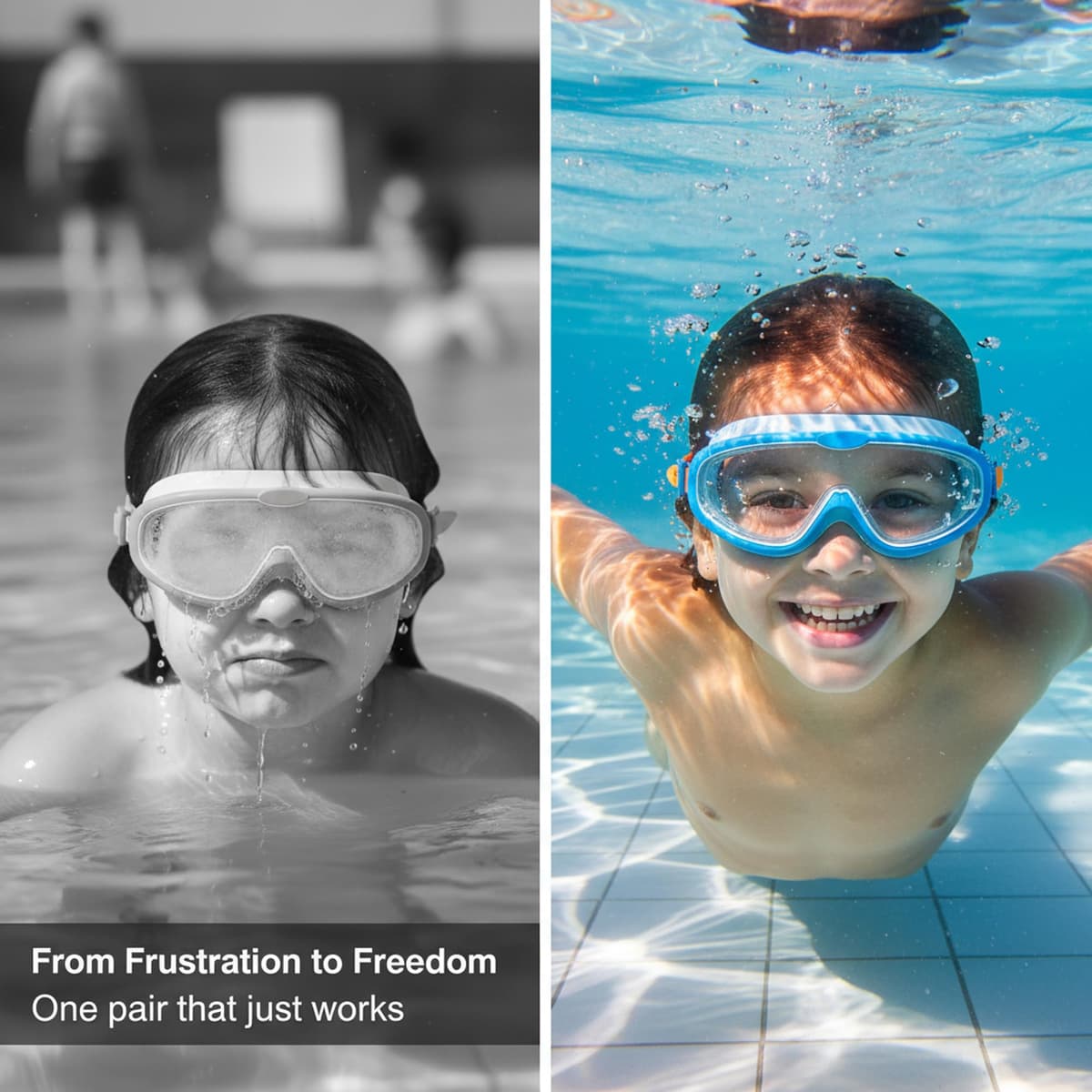 Seaflar 2Pcs Gafas de Natación Infantiles de Marco Grande, Visión Clara Antivaho, Protección UV, Ajuste Rápido, Aro de Silicona, Gafas Unisex para Niños y Adolescentes de 3 a 14 — view 5