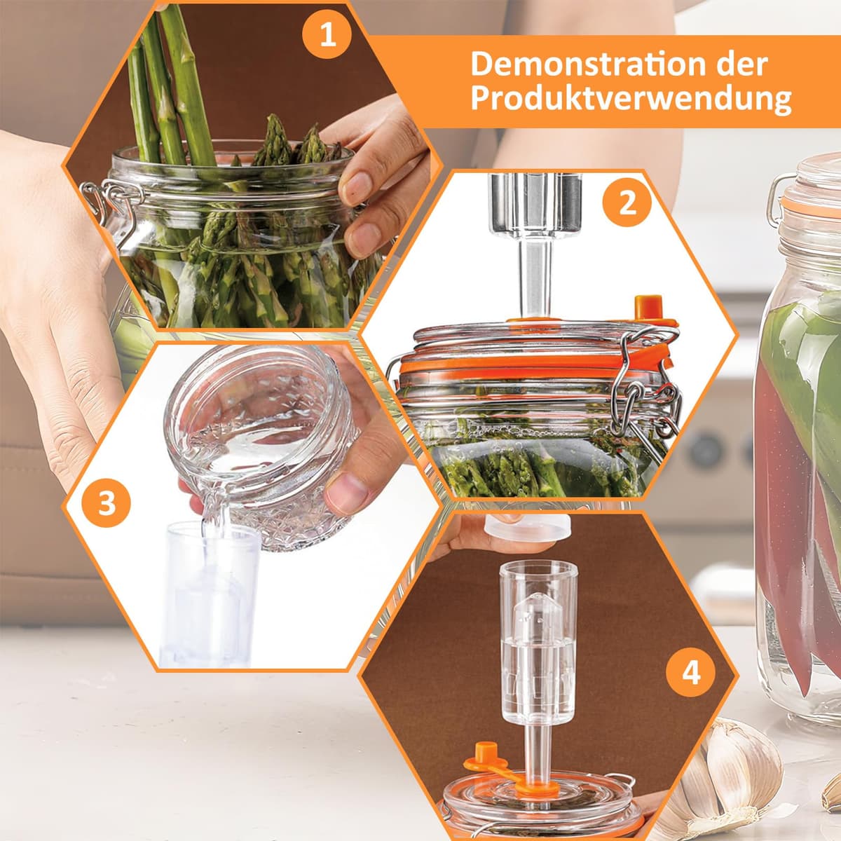 Tarros de Fermentación de 1,5L, con Pesas y Bloqueo de Aire, Kit de Fermentación Apto para Elaborar Marmellata, Kimchi, Yogur, y Kombucha, Paquete de 2 — view 5