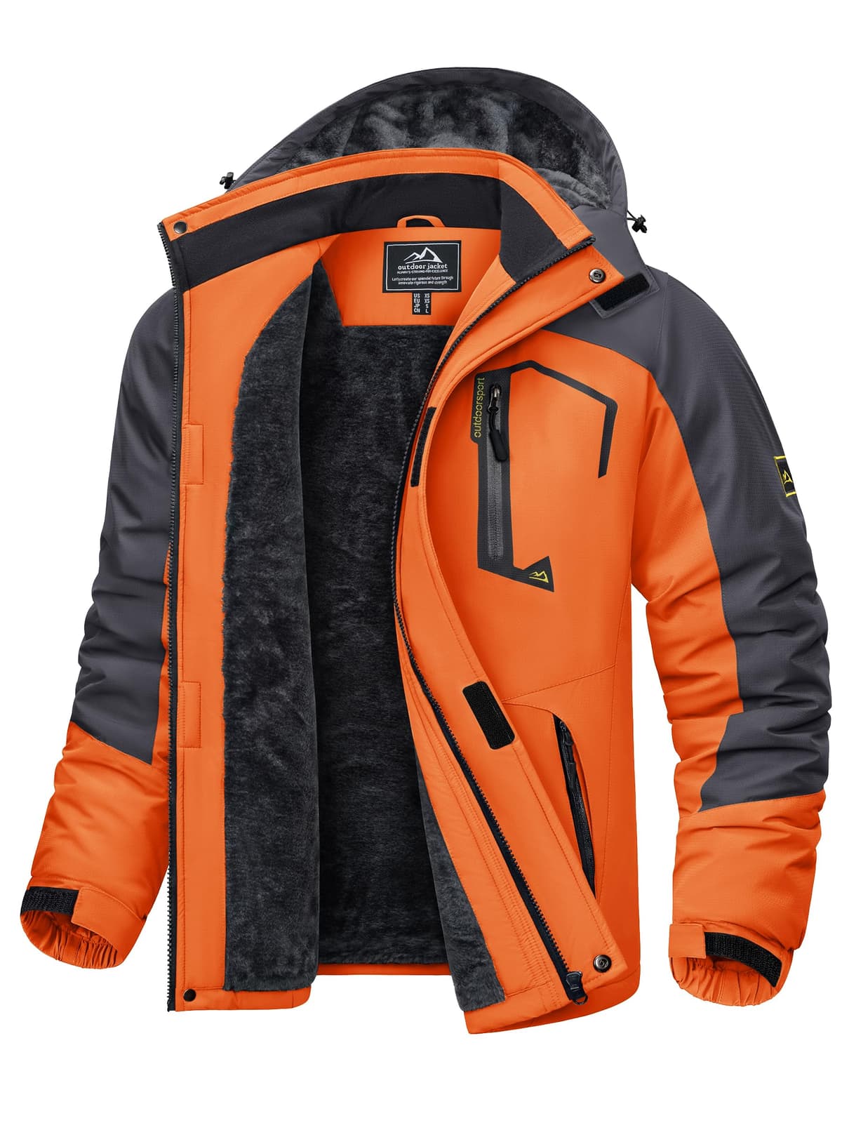 KEFITEVD Hombre Impermeables Lana Chaquetas Impermeables Esquí Cálidos Invierno Abrigos Térmicos Exteriores Abrigos con Capucha Desmontable — view 19