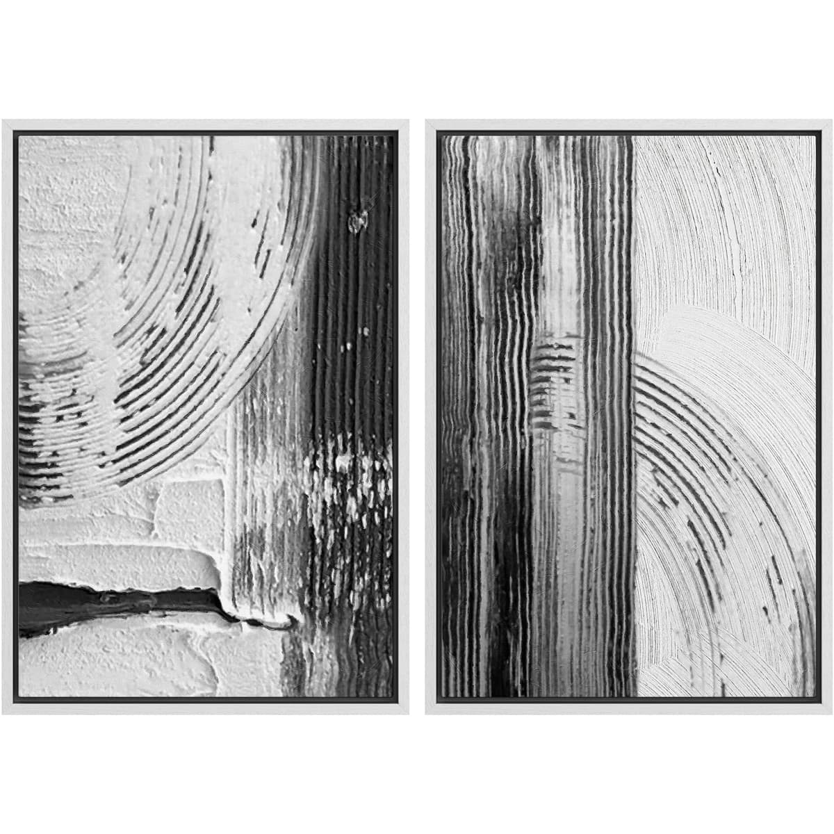 SIGNWIN Framed Canvas Print Wall Art Abstract Wave Pattern Modern Art Minimalist Neutral Decor for Living Room, Bedroom, Office - 16"x24"x2 Natural — view 113