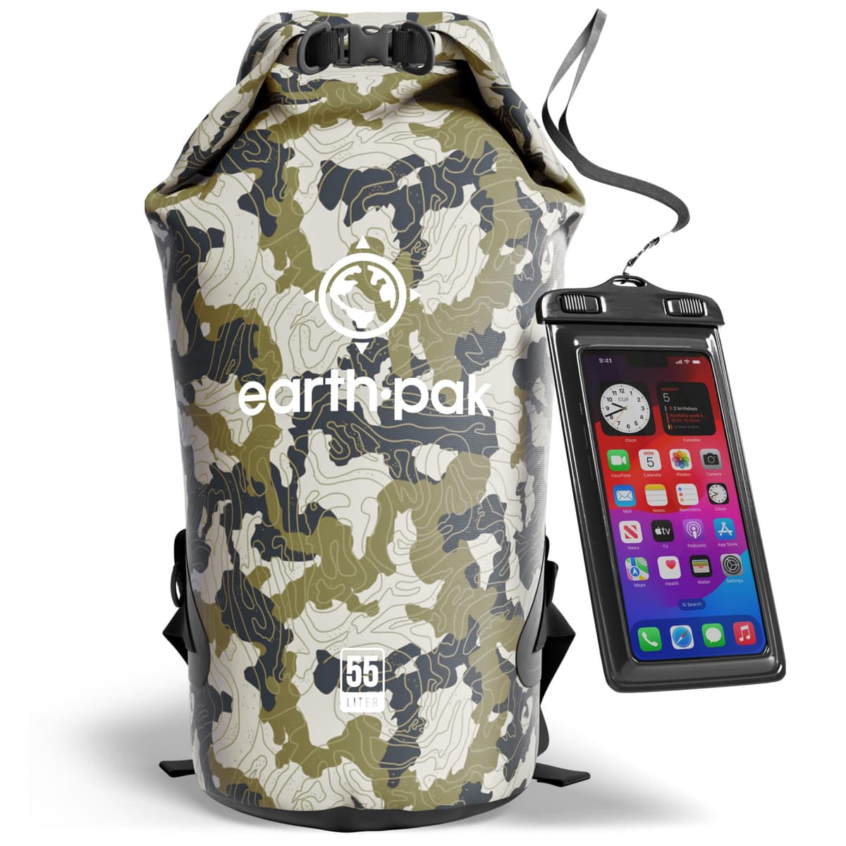 Earth Pak Waterproof Dry Bag - Roll Top Waterproof Backpack Sack Keeps Gear Dry for Kayak with Waterproof Phone Case — view 43