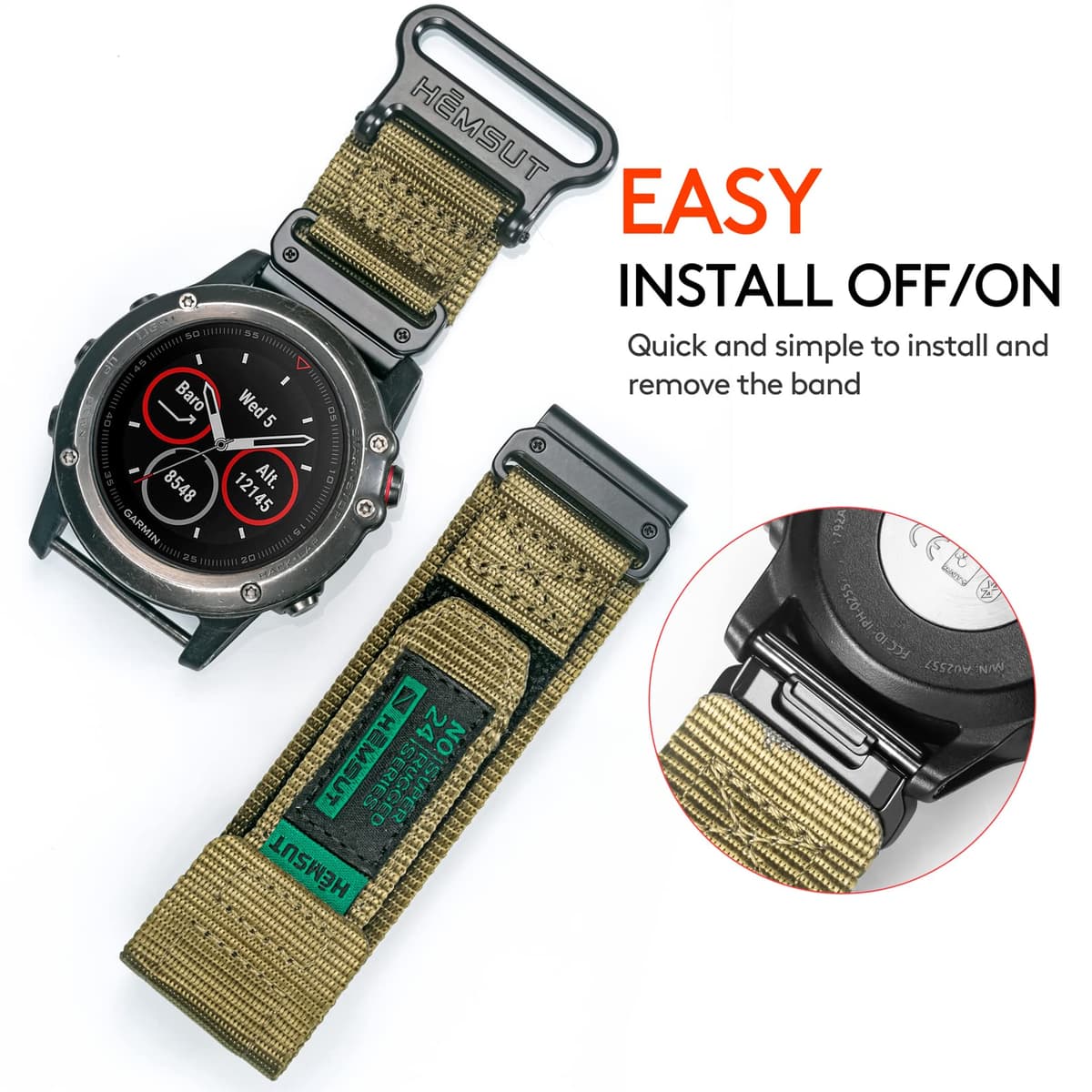 Compatible con Garmin Nylon Reloj Correa deportiva para fēnix/Forerunner/Approach/MARQ/quatix/D2 Series Correa de repuesto para hombre — view 2