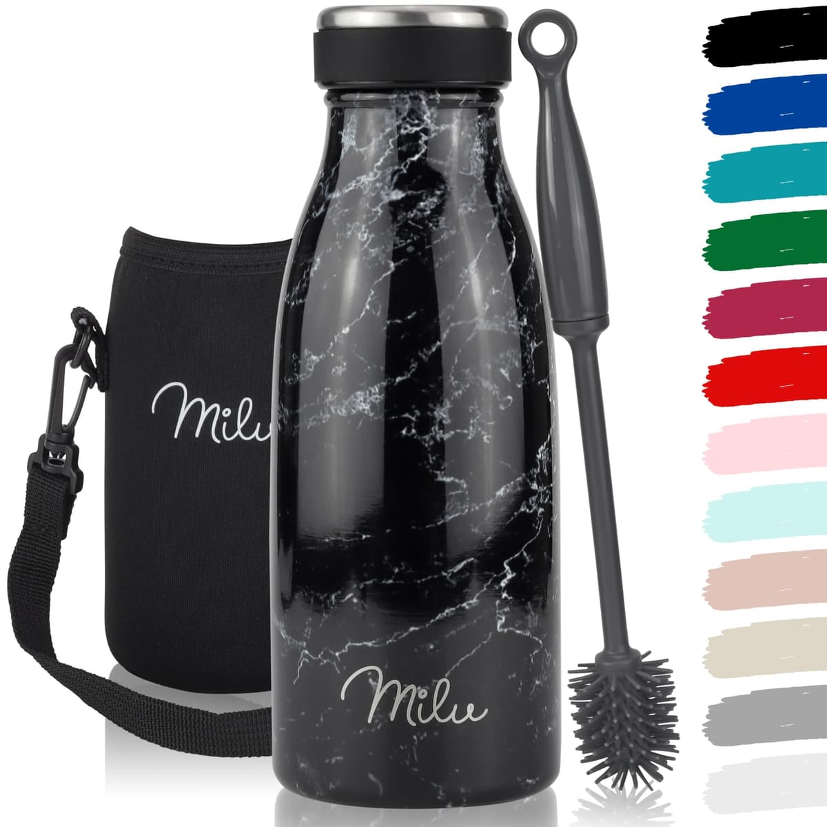 Milu Stainless Steel Drinking Bottle 1500 ml - Insulated Thermo Flask for Water - Leak Proof, Insulated and Double Walled, Carbonated (Granite Navy Blue, 1,5L) — view 69