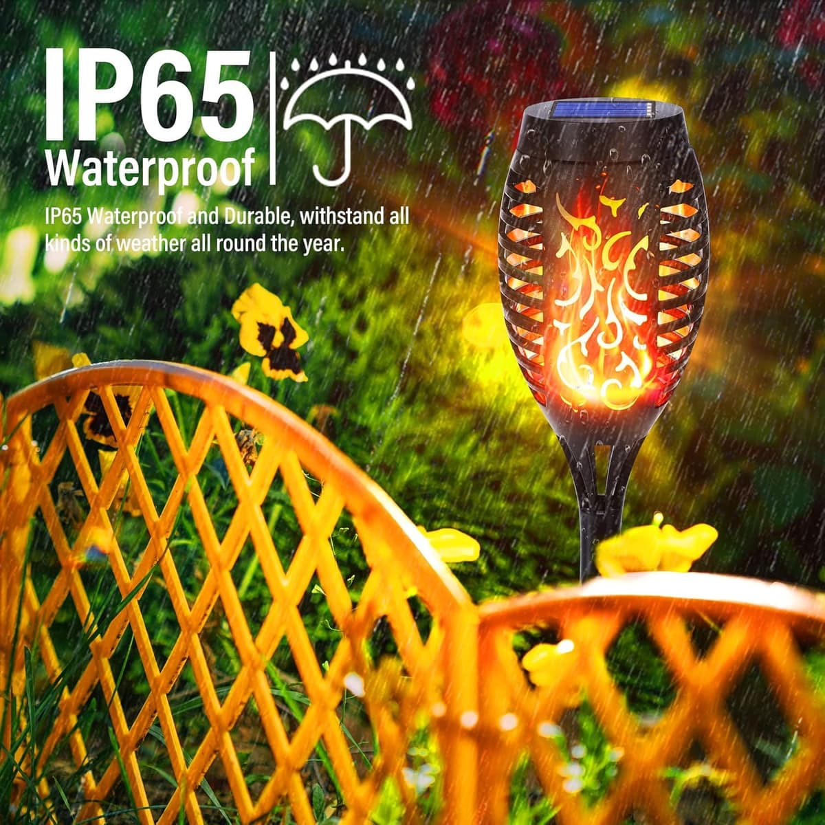NEXVIN 8 Pack Solar Flickering Dancing Flame Lights Waterproof Solar Torch Lights for Outdoor Garden Patio Pathway Yard Driveway Halloween Decorative — view 2