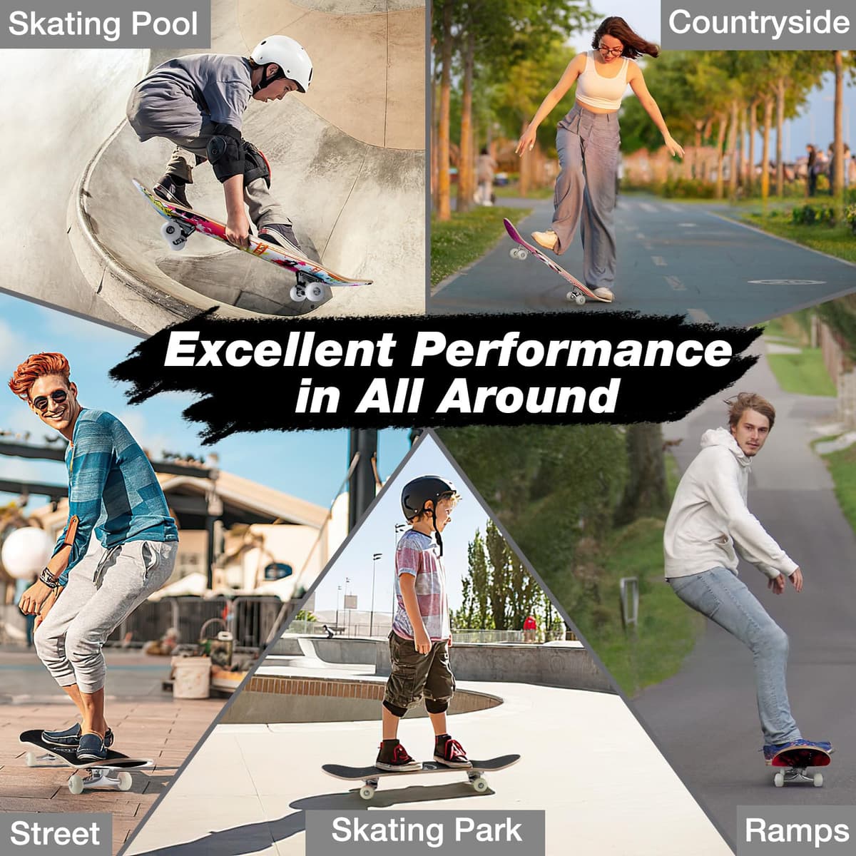 BELEEV Skateboards 31x8 para Principiantes, Niños, Adolescentes y Adultos, Completo Pro Cruiser Skateboard para Niña Niño, Arce Canadiense de 7 Capas, Doble Bandeja Cóncava, con Herramienta en T — view 5
