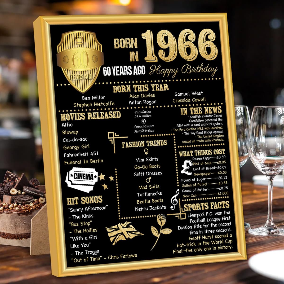 Benjia 1946 Poster Framed UK, Happy 80th Birthday Sign Card Party Decor Supplies Home Decoration Birthday Gift 80 Years Old Wedding Newspaper For Men Women (8x10 inch, Vintage) — view 11