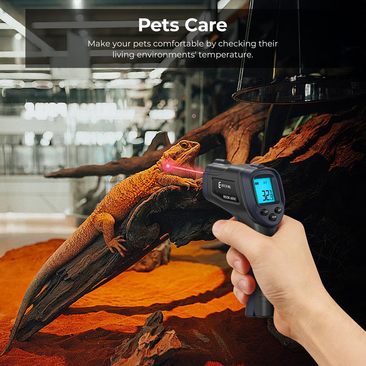 ERICKHILL Infrared Thermometer -50℃~600℃ Compact Size Non-Contact Laser Thermometer Gun LCD Backlit Digital Display Adjustable Emissivity - for Vehicle Repair/Cooking/BBQ/Freezer/Food, Black Blue — view 6