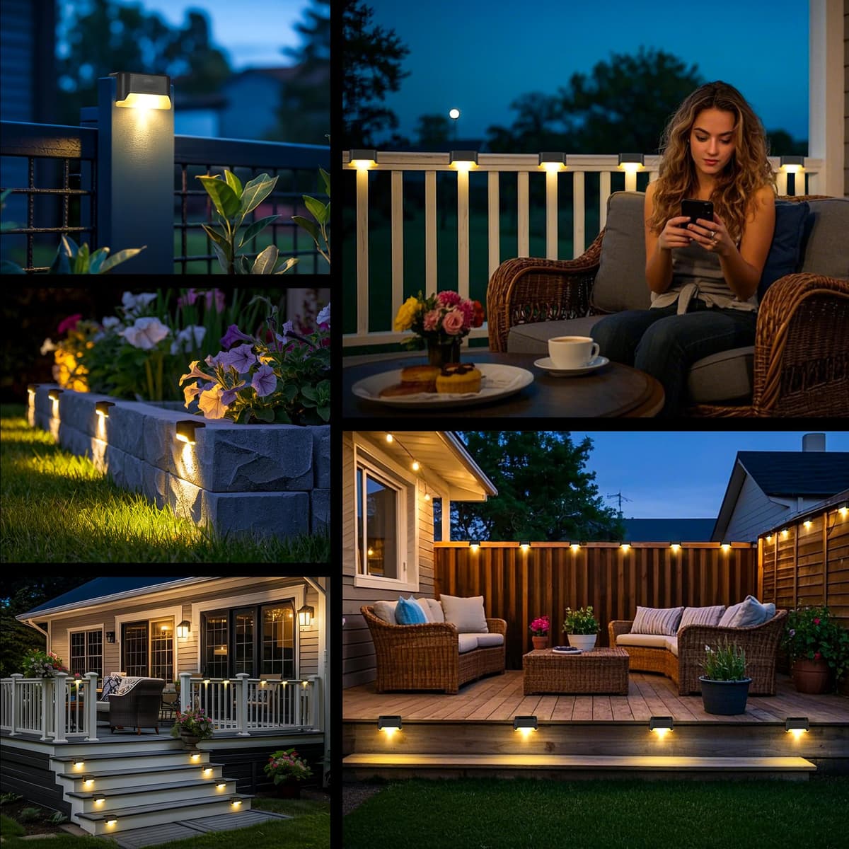 GIGALUMI Luces Solares para Exteriores Pack de 16, Luces para Escaleras, Impermeables, Iluminación LED para Escaleras Exteriores, Escalones, Vallas, Patios, Terrazas, Gris, Blanco Cálido — view 5
