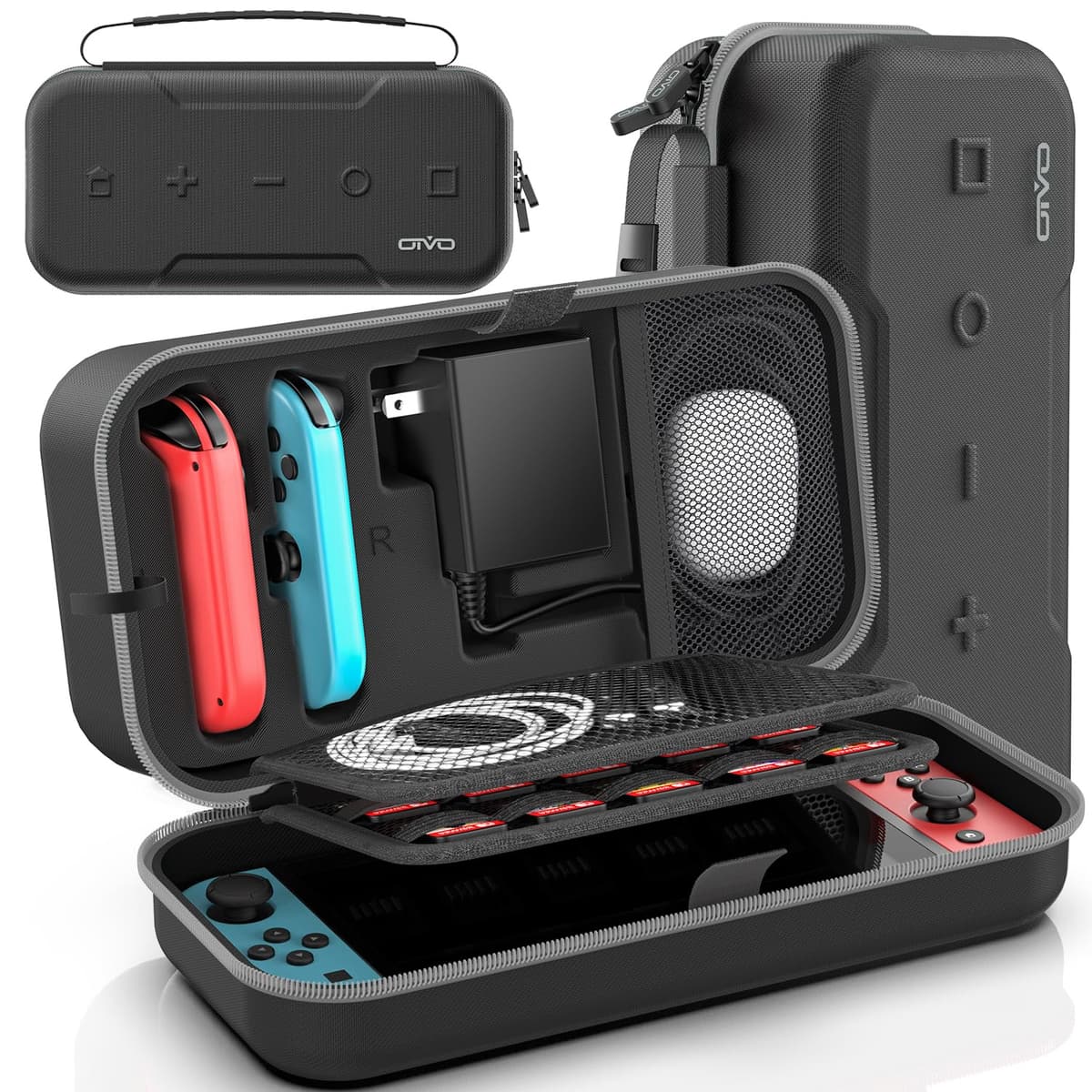 Funda para Nintendo Switch 2025, Bolsa de Transporte para Switch 2 para Joy-Con 2 y Consola, Funda de Viaje para Switch 2 para 24 Tarjetas de Juego y Accesorios, Organizador Cable y Adaptador-Negro — view 18