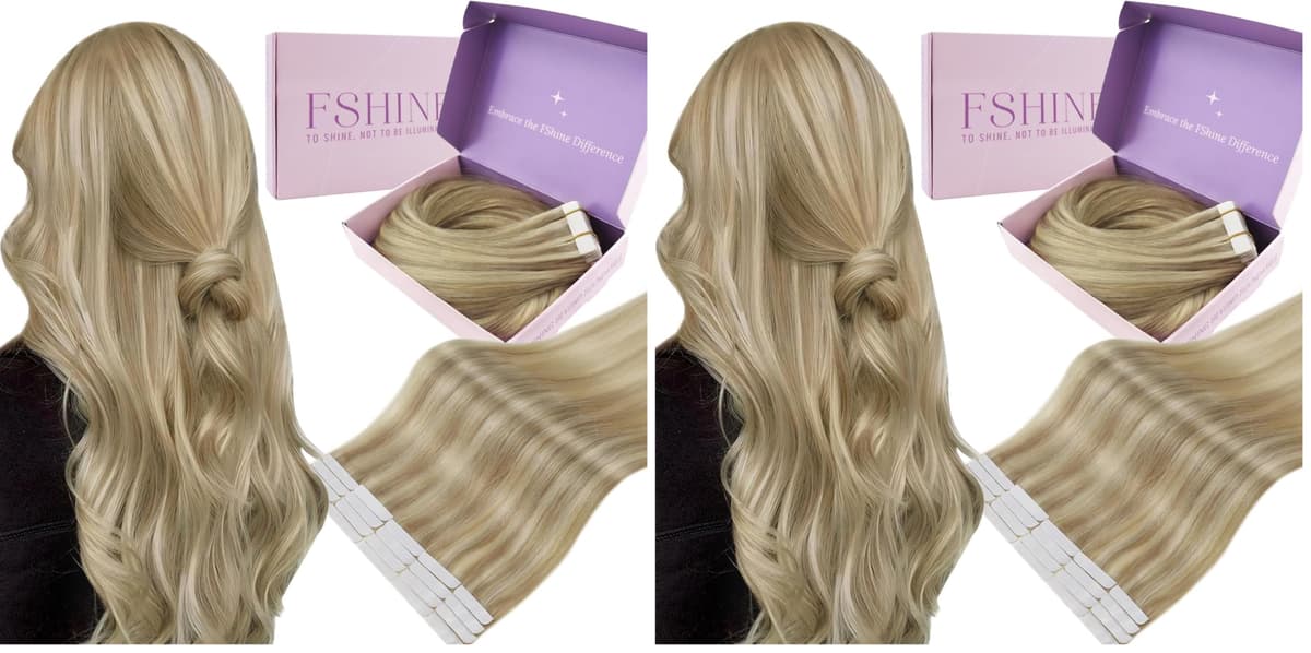 Fshine Extensiones Pelo Natural Adhesivas Rubio Blanco Extensiones Remy Adhesivas 45cm 50g Tape In Hair Extensions Cintas De Cabello Pelo Natural Color 1000 — view 47