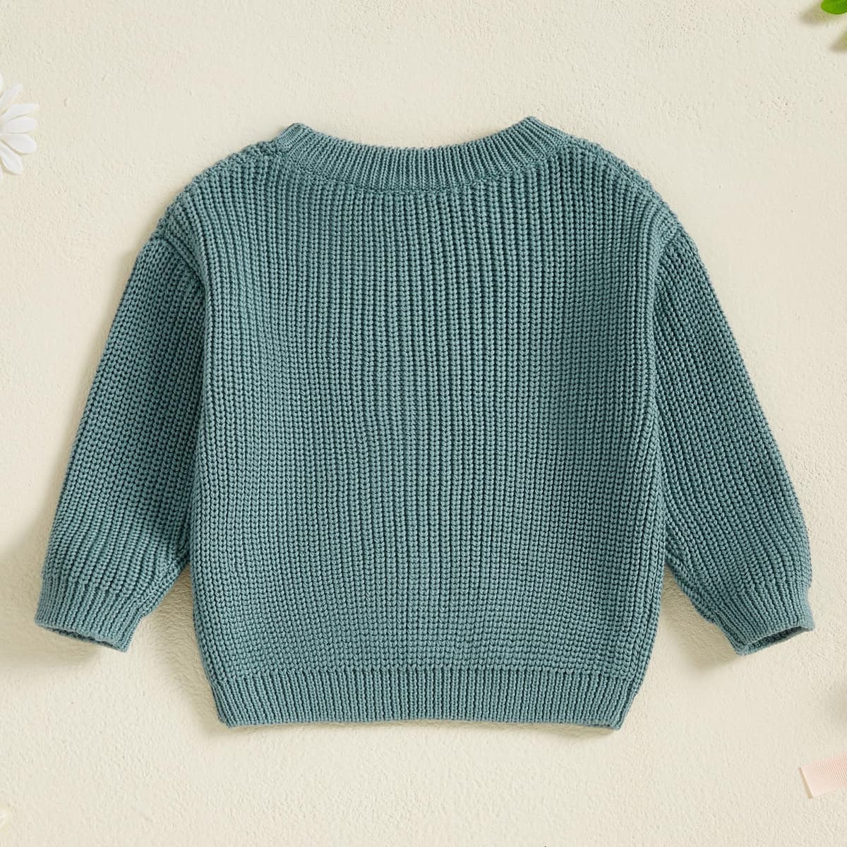 Baby Girls Boys Sweater Solid Color Long Sleeve Crew Neck Knit Pullover Warm Sweater Toddler Clothes Knitwear Baby Jumpers Tops Casual for Fall Winter — view 3